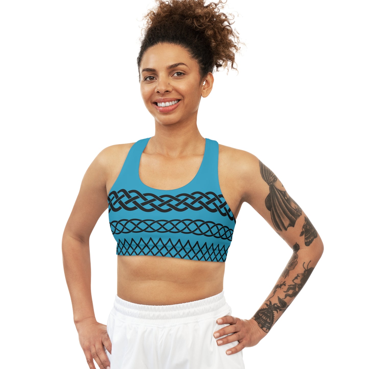 Celtic Tribal Tattoo - Turquoise Sports Bra - ZenGen USA ROCK SOLID - ZenGen USA
