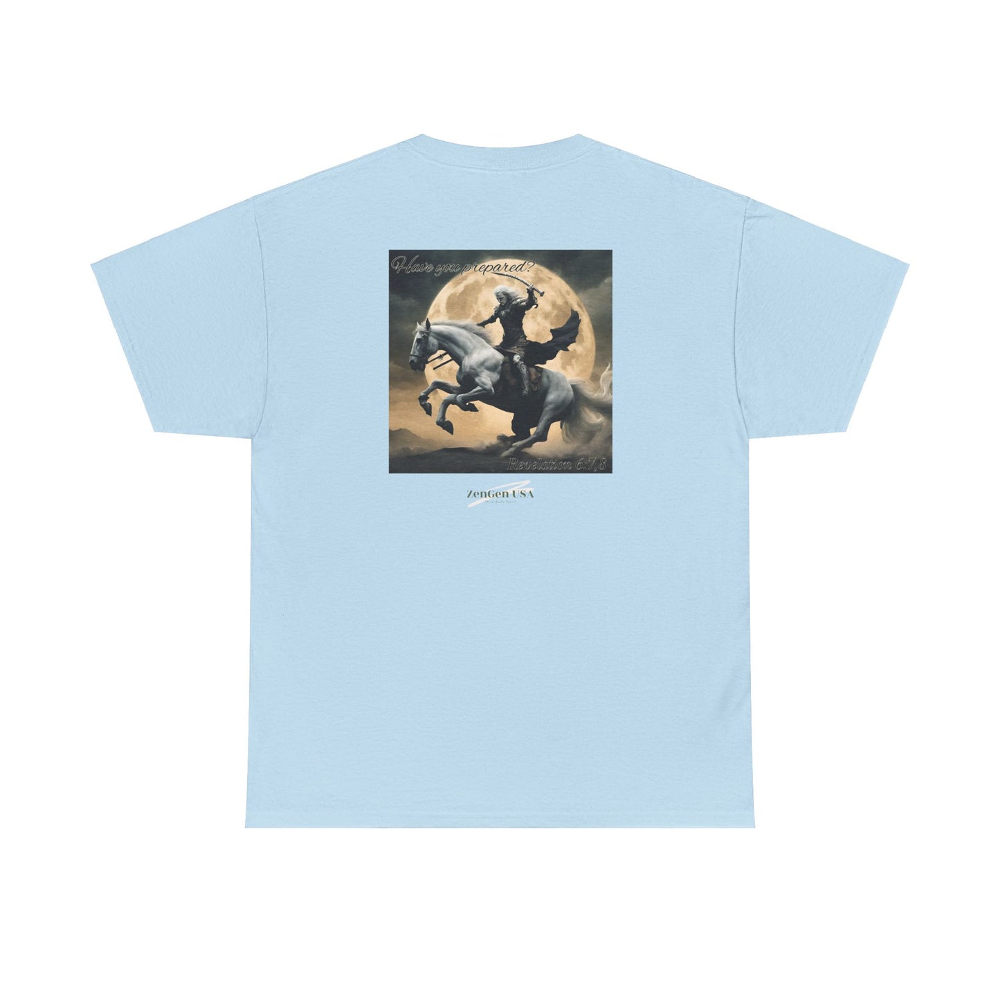 Apocalypse - 4th Seal Revelation 6:7,8 - Unisex Heavy Cotton Tee - Revelation Collection - ZenGen USA - ZenGen USA