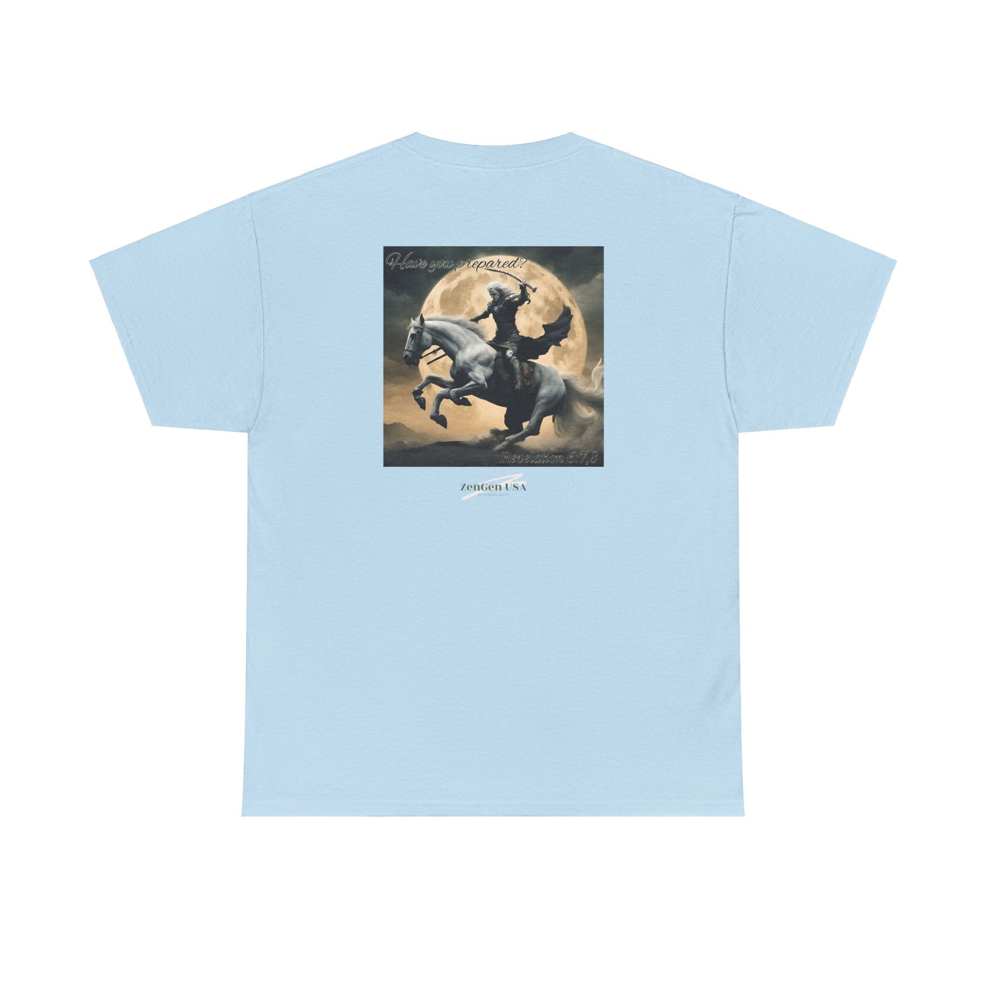 Apocalypse - 4th Seal Revelation 6:7,8 - Unisex Heavy Cotton Tee - Revelation Collection - ZenGen USA - ZenGen USA