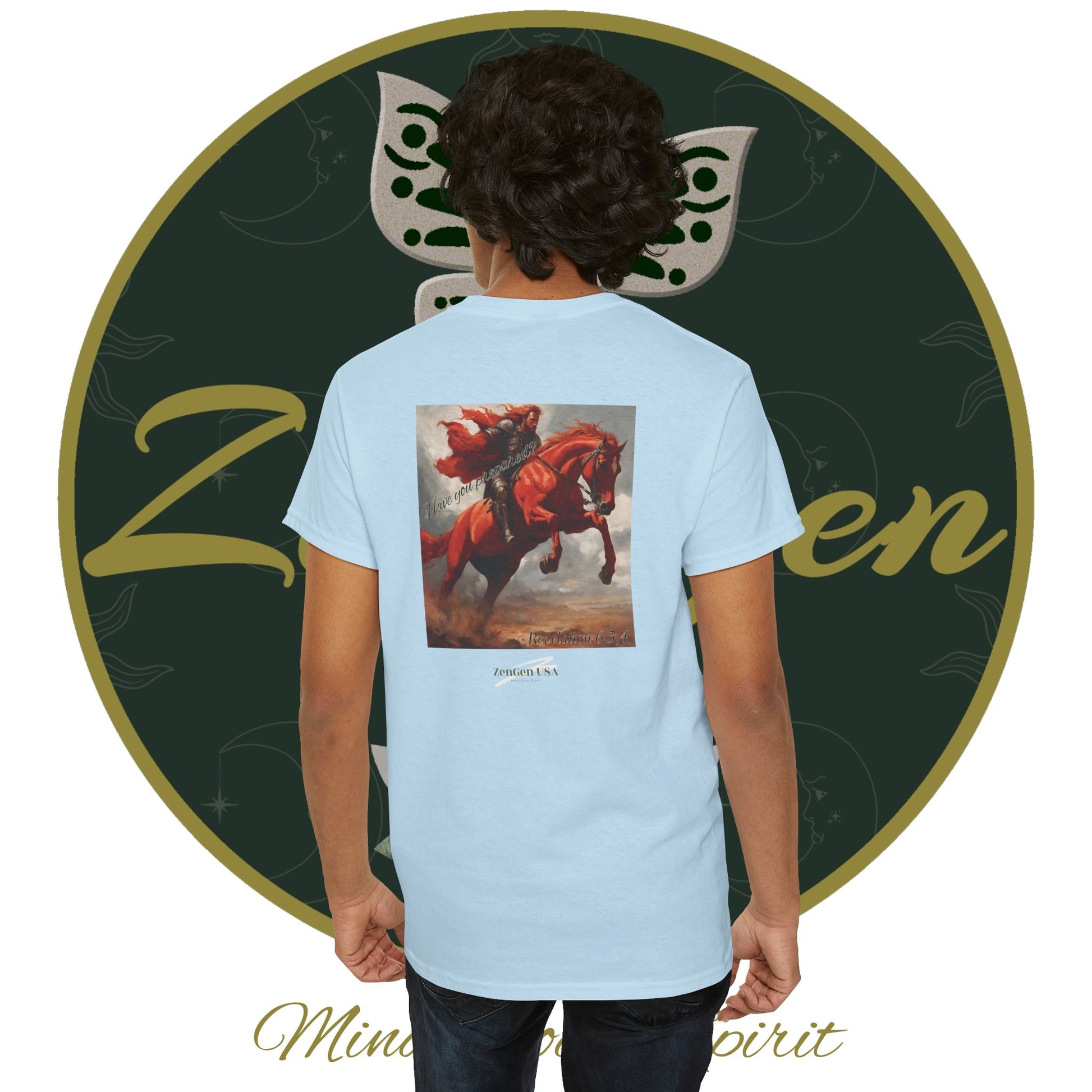 Apocalypse - 2nd Seal Revelation 6:3,4 - Unisex Heavy Cotton Tee - Revelation Collection - ZenGen USA - ZenGen USA