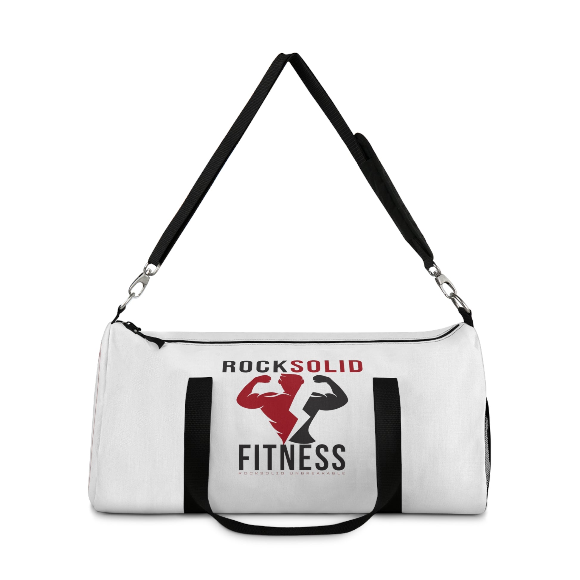 RockSolid Fitness Duffel Bag | White | Oxford Canvas | Original Logo - ZenGen USA