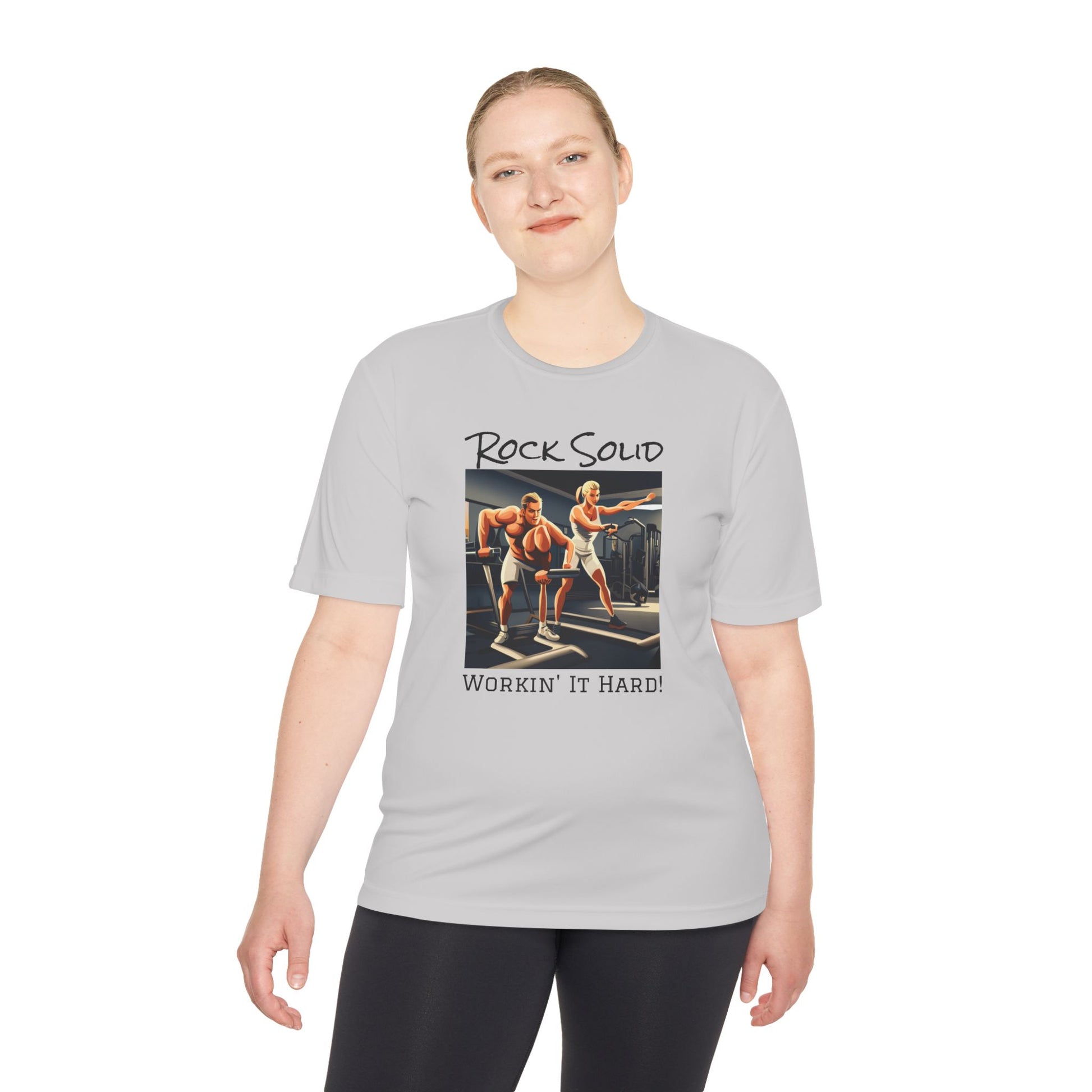 Unisex Moisture Wicking Tee - ROCK SOLID "Workin' It Hard!" - ZenGen USA - ZenGen USA