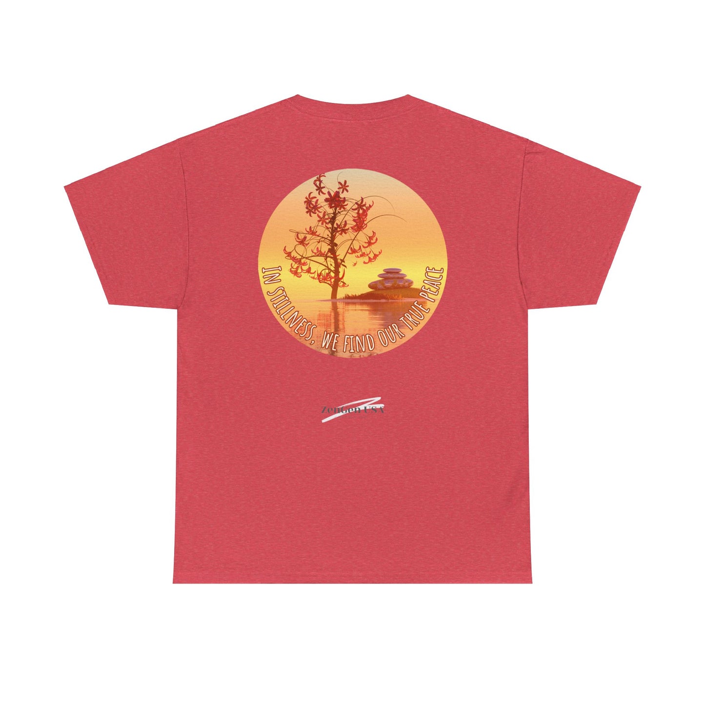 Find True Peace: Unisex Heavy Cotton Zen Bonsai & Cairns Graphic Tee - ZenGen USA