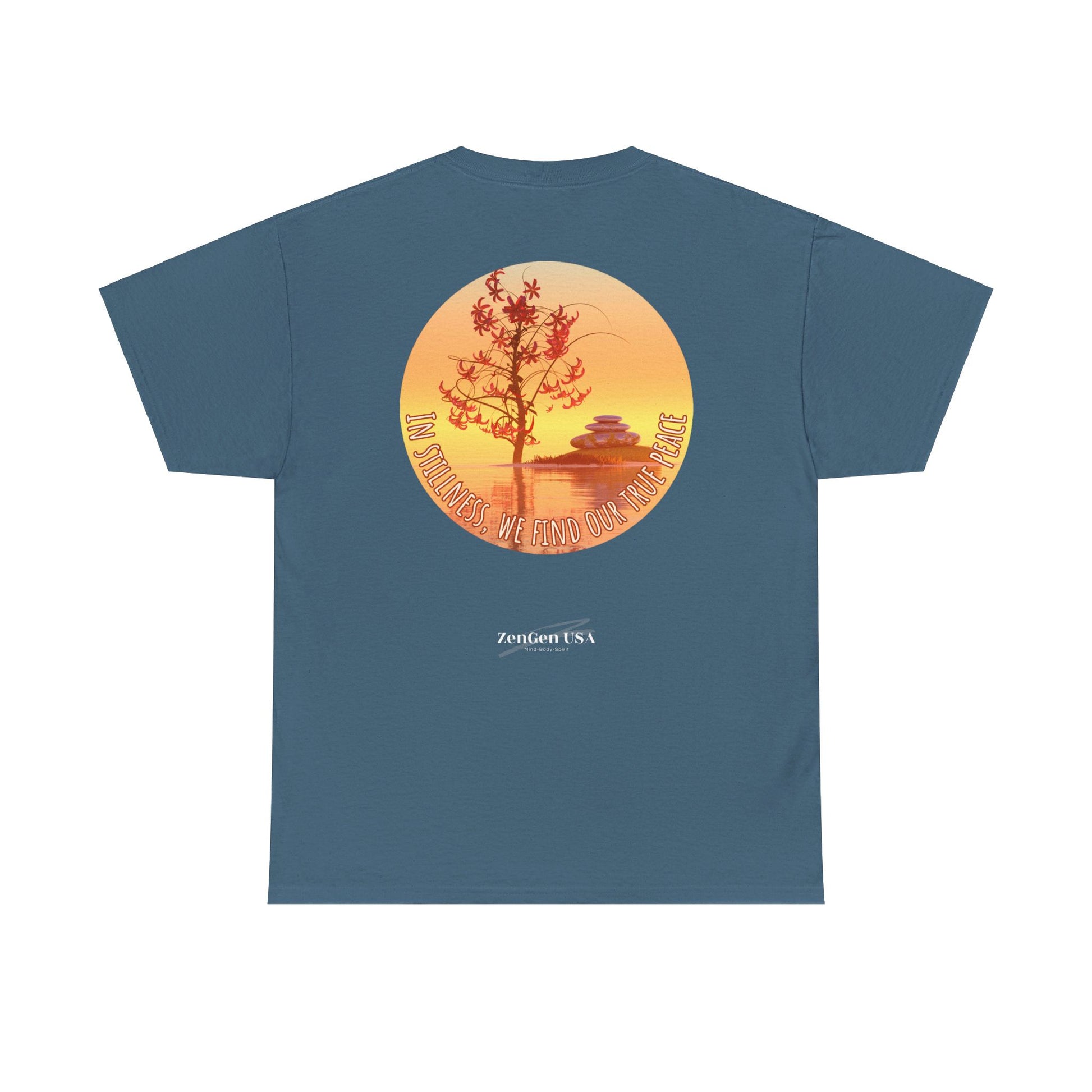 Find True Peace: Unisex Heavy Cotton Zen Bonsai & Cairns Graphic Tee - ZenGen USA