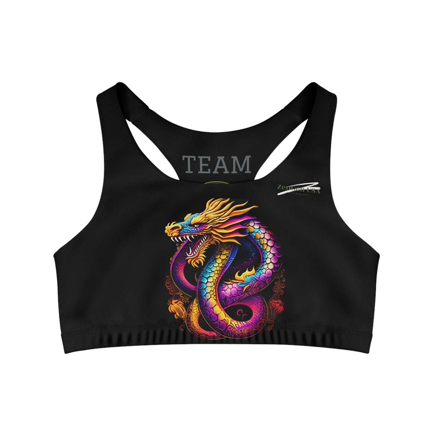 Dragon Sports Bra | Black | Rock Solid | ZenGen USA - ZenGen USA