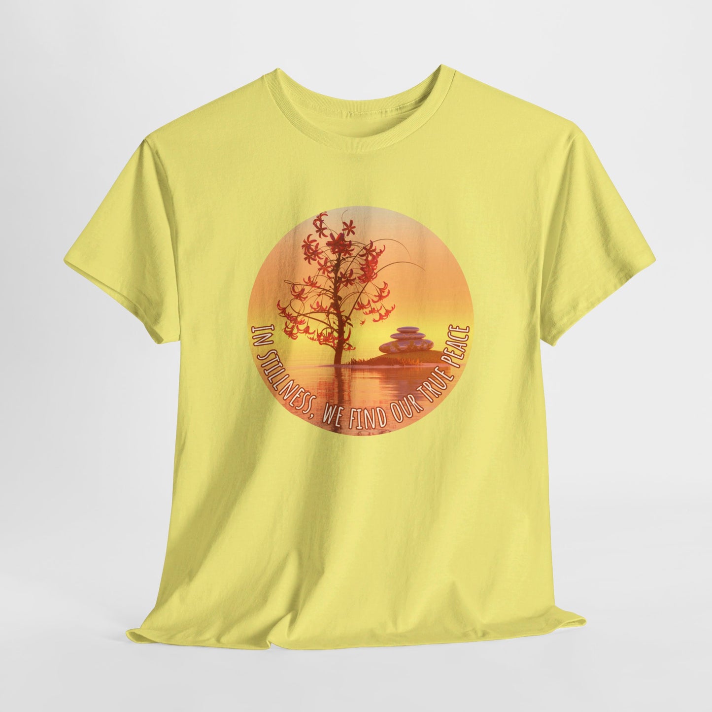 Find True Peace: Unisex Heavy Cotton Zen Bonsai & Cairns Graphic Tee - ZenGen USA