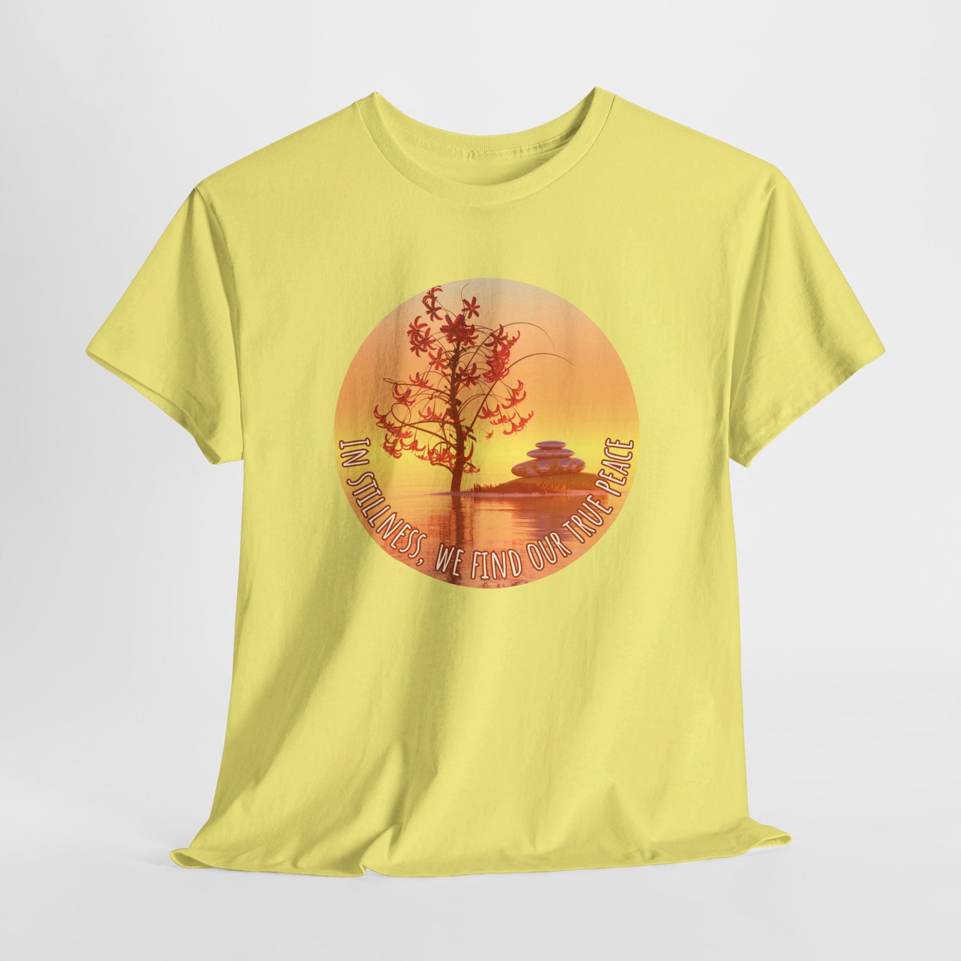 Find True Peace: Unisex Heavy Cotton Zen Bonsai & Cairns Graphic Tee - ZenGen USA