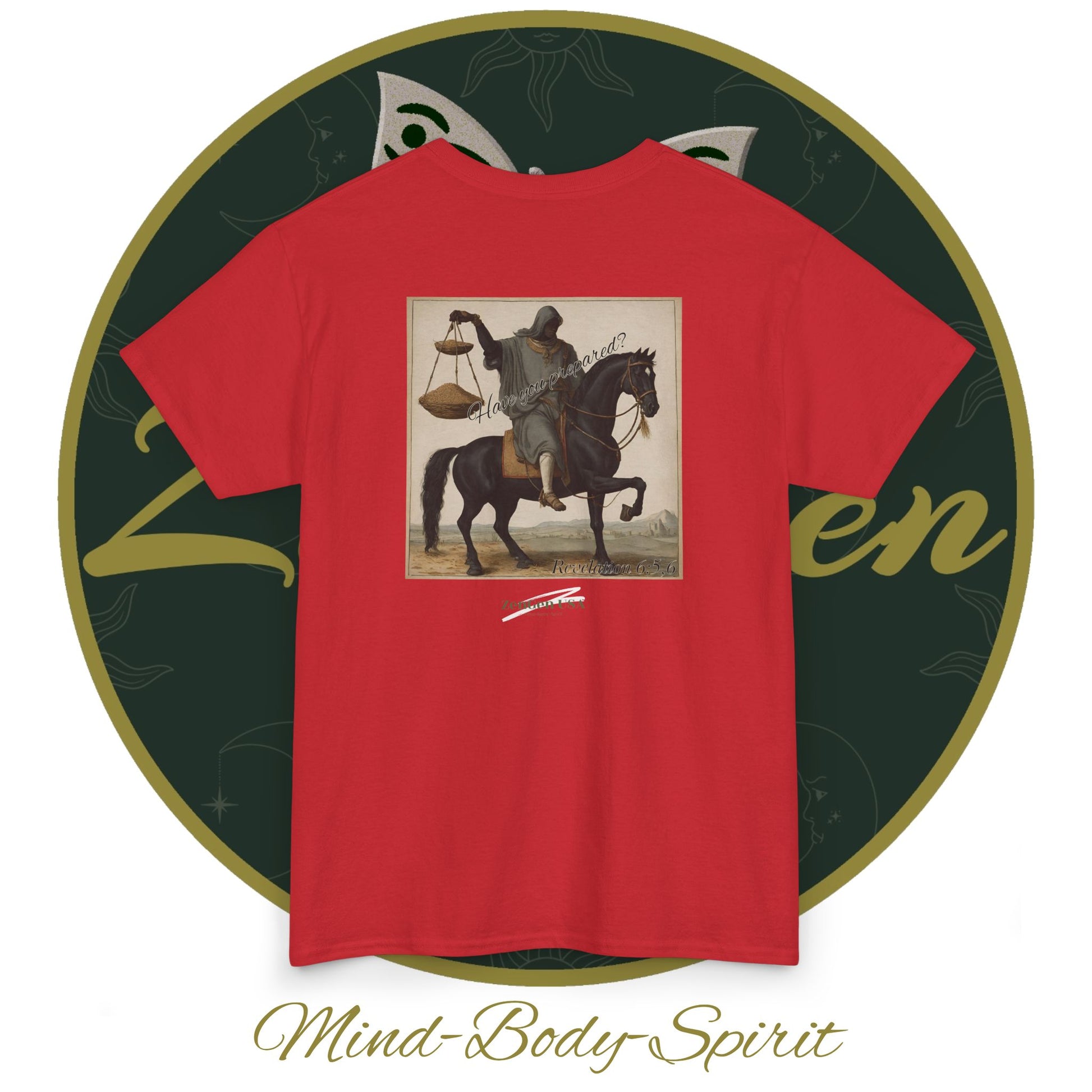 Apocalypse - 3rd Seal Revelation 6:5,6 - Unisex Heavy Cotton Tee - Revelation Collection - ZenGen USA - ZenGen USA
