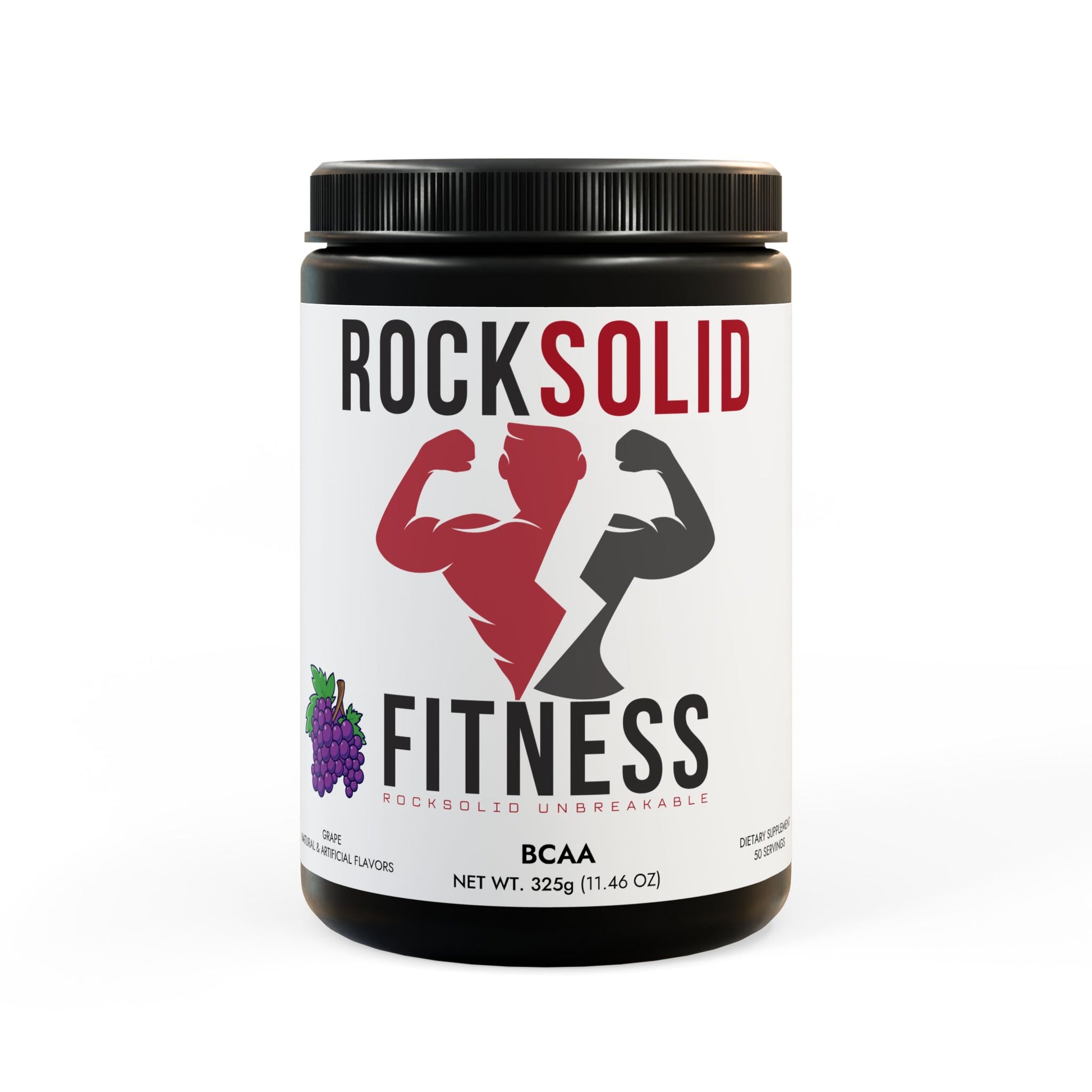 RockSolid Fitness BCAA Supplement - Grape Flavored (325g, 11.46oz, 50 servings) - ZenGen USA