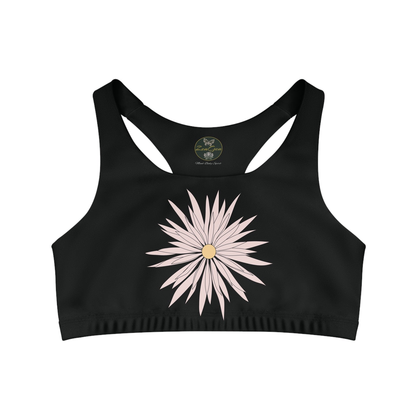 Seamless Sports Bra Black - ROCK SOLID Blazing Flower - ZenGen USA - ZenGen USA