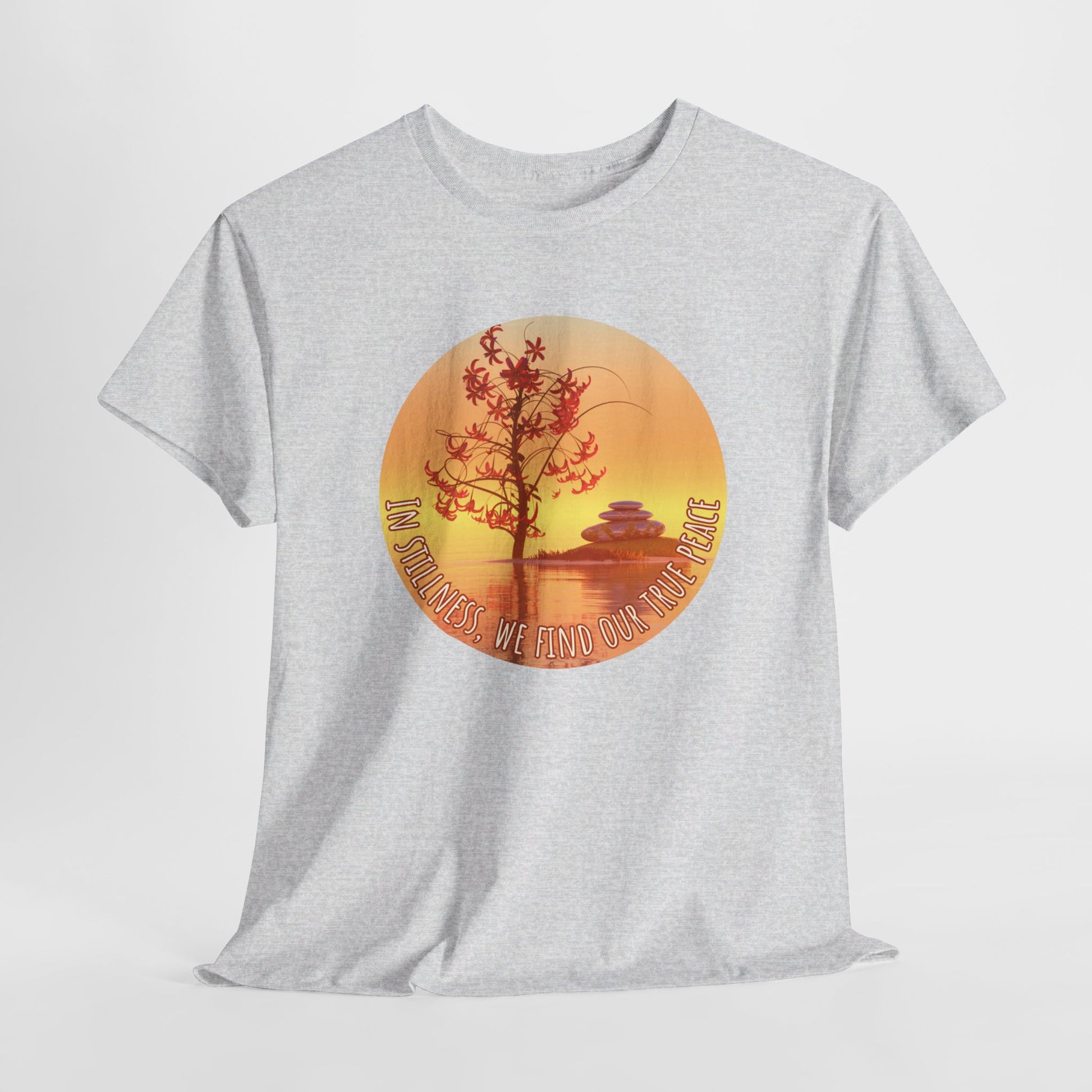 Find True Peace: Unisex Heavy Cotton Zen Bonsai & Cairns Graphic Tee - ZenGen USA