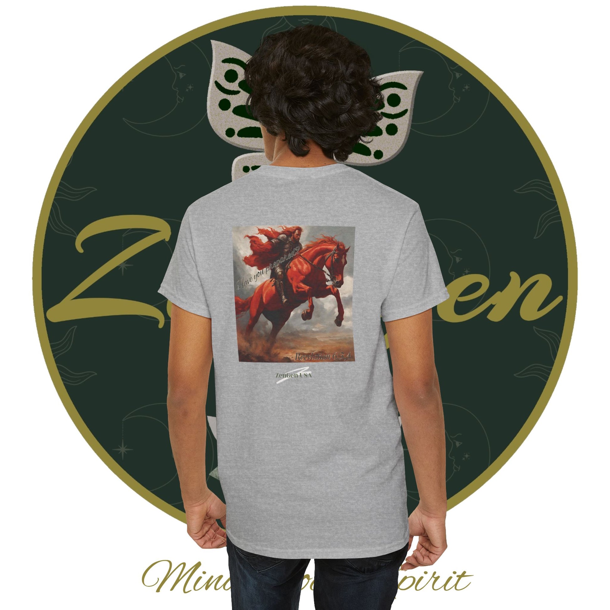 Apocalypse - 2nd Seal Revelation 6:3,4 - Unisex Heavy Cotton Tee - Revelation Collection - ZenGen USA - ZenGen USA