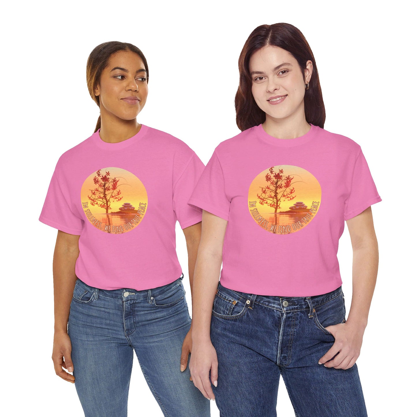 Find True Peace: Unisex Heavy Cotton Zen Bonsai & Cairns Graphic Tee - ZenGen USA