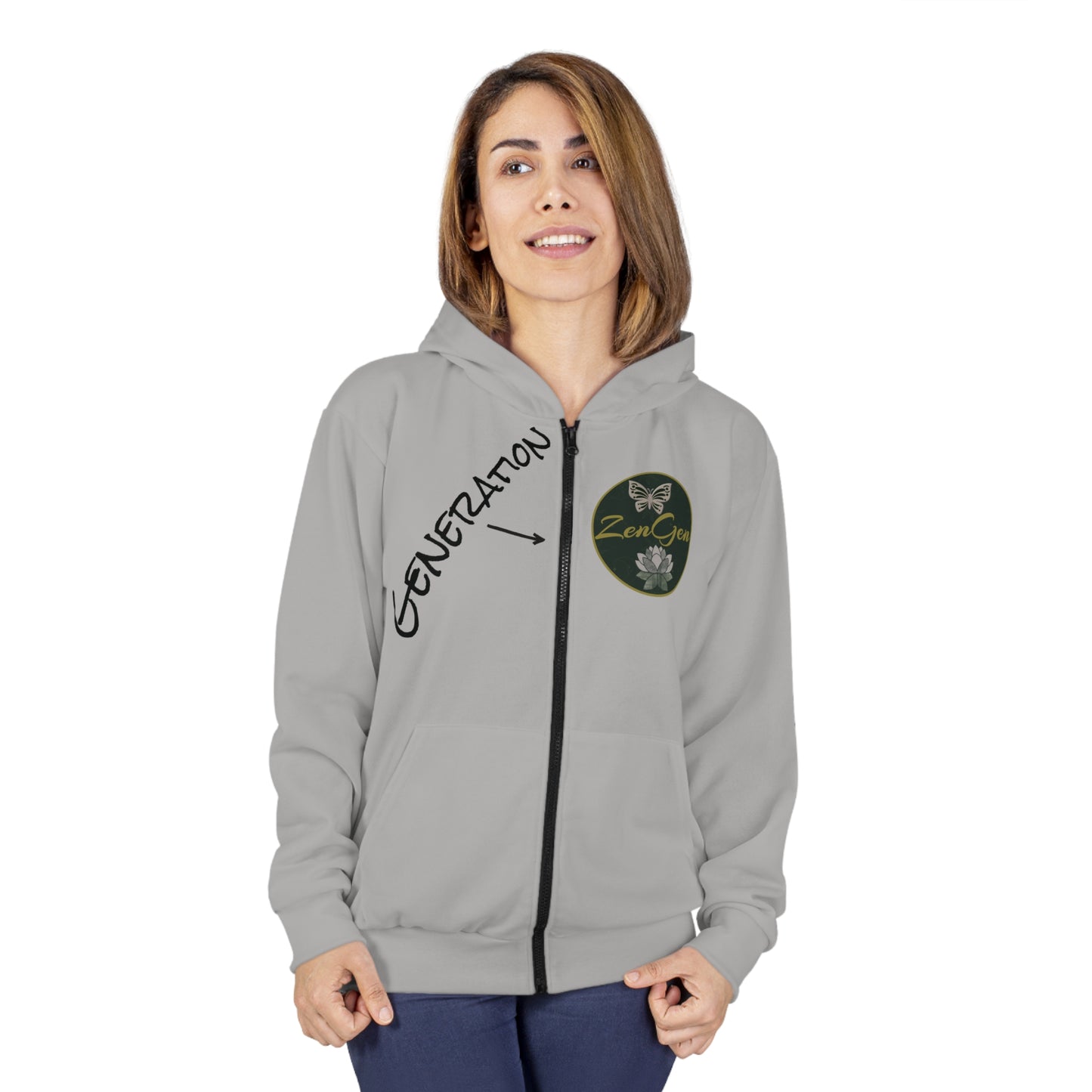 Generation ZenGen - Gray Unisex Zip Hoodie - ZenGen USA