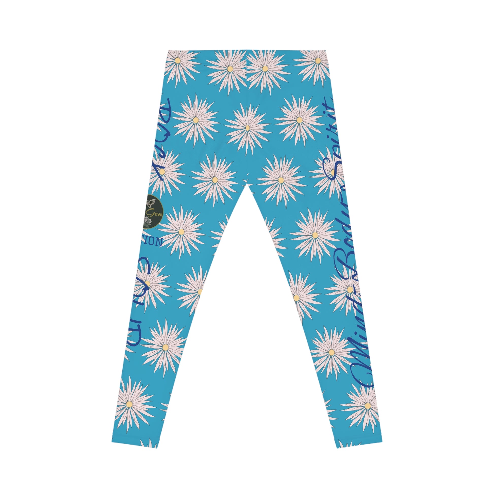 Women's Casual Leggings - Turquoise - ROCK SOLID Blazing Flower - ZenGen USA - ZenGen USA