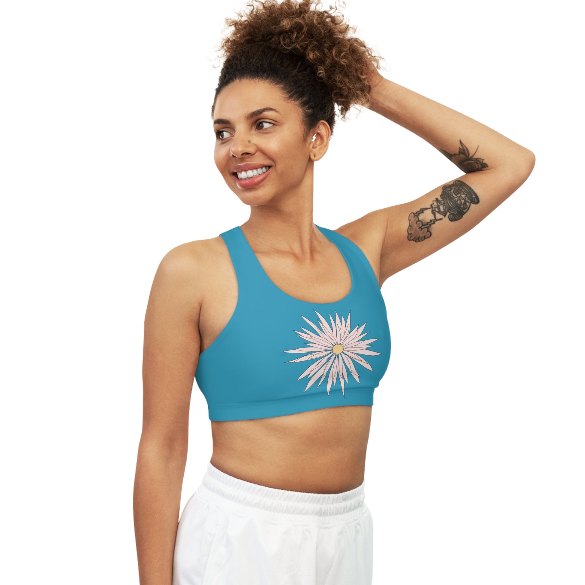 Seamless Sports Bra Turquois  - ROCK SOLID Blazing Flower - ZenGen USA - ZenGen USA
