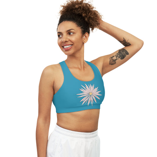 Seamless Sports Bra Turquois  - ROCK SOLID Blazing Flower - ZenGen USA - ZenGen USA
