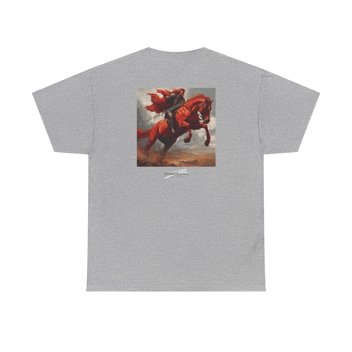 Apocalypse - 2nd Seal Revelation 6:3,4 - Unisex Heavy Cotton Tee - Revelation Collection - ZenGen USA - ZenGen USA