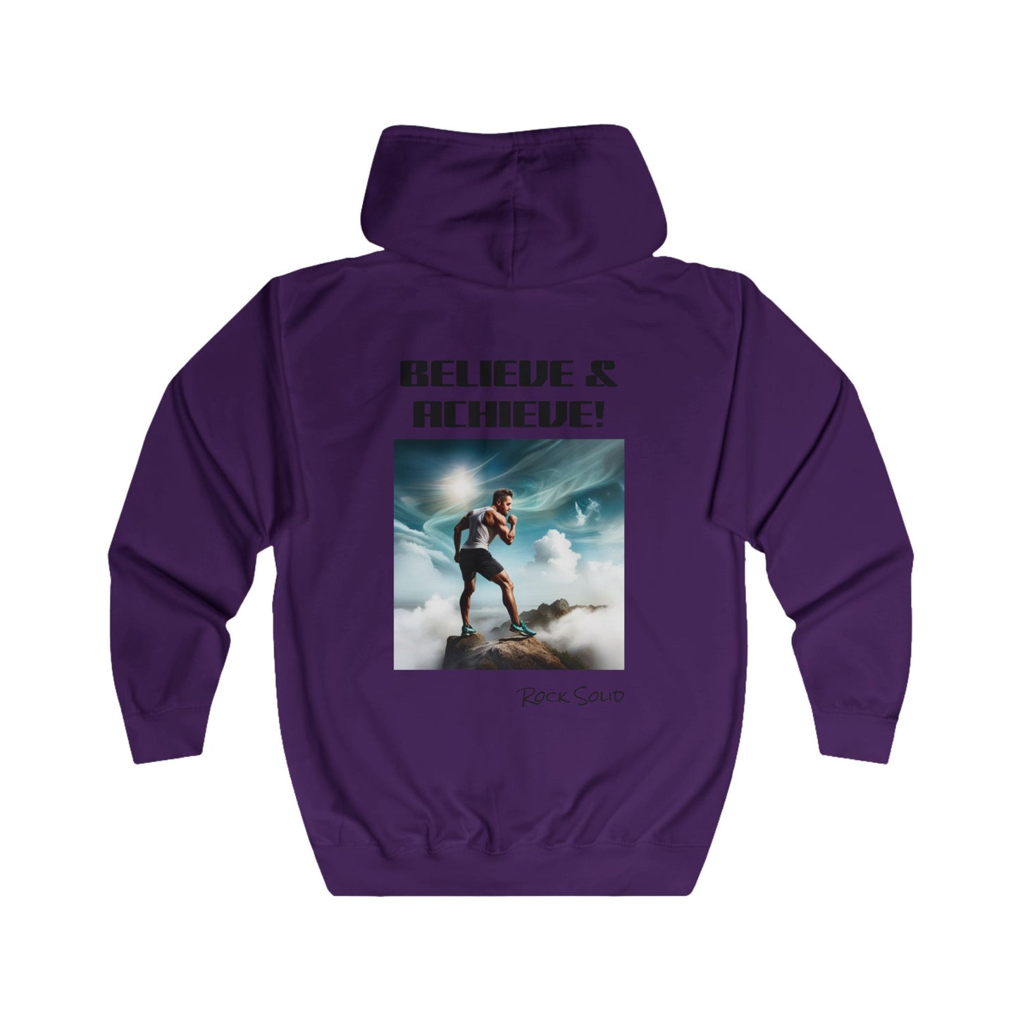 Unisex Full Zip Hoodie - ROCK SOLID "Believe & Achieve!" - ZenGen USA - ZenGen USA
