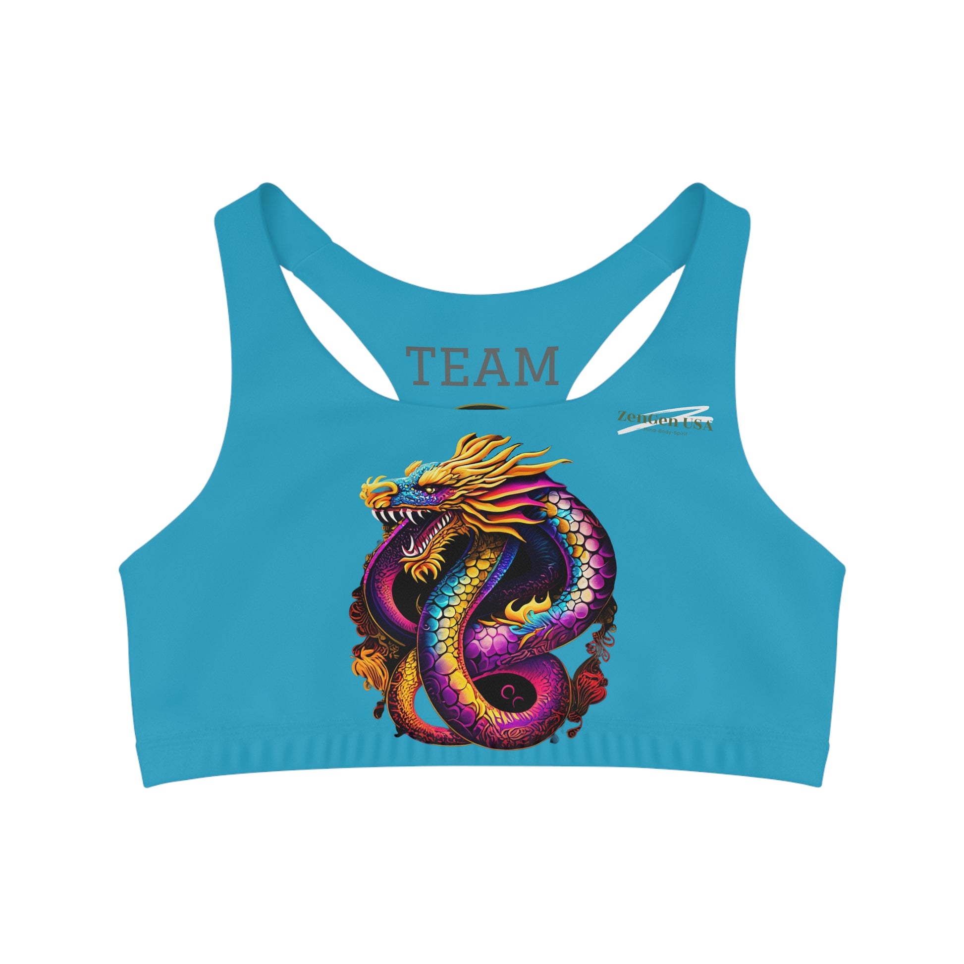 Dragon Sports Bra | Turquoise | Rock Solid | ZenGen USA - ZenGen USA