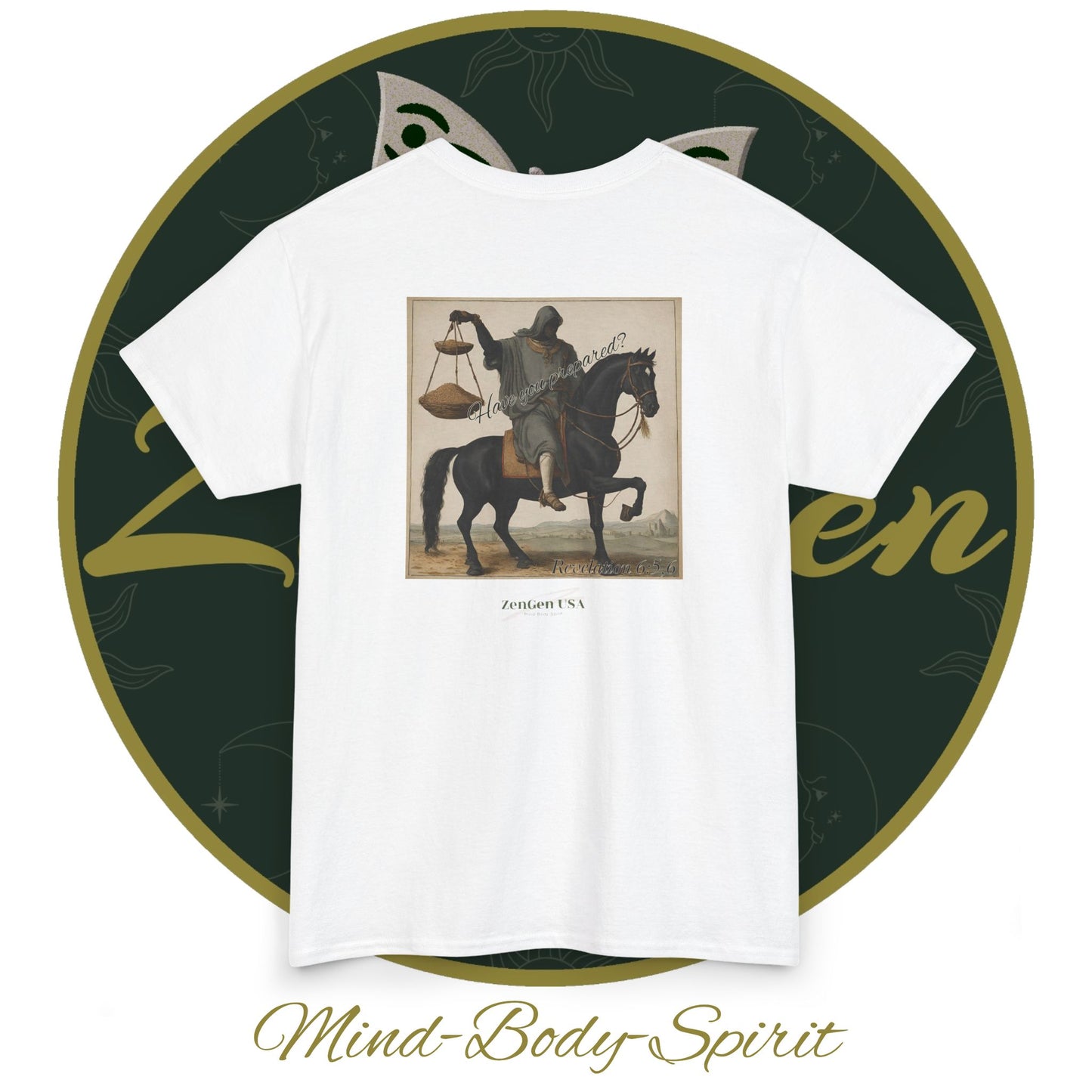 Apocalypse - 3rd Seal Revelation 6:5,6 - Unisex Heavy Cotton Tee - Revelation Collection - ZenGen USA - ZenGen USA