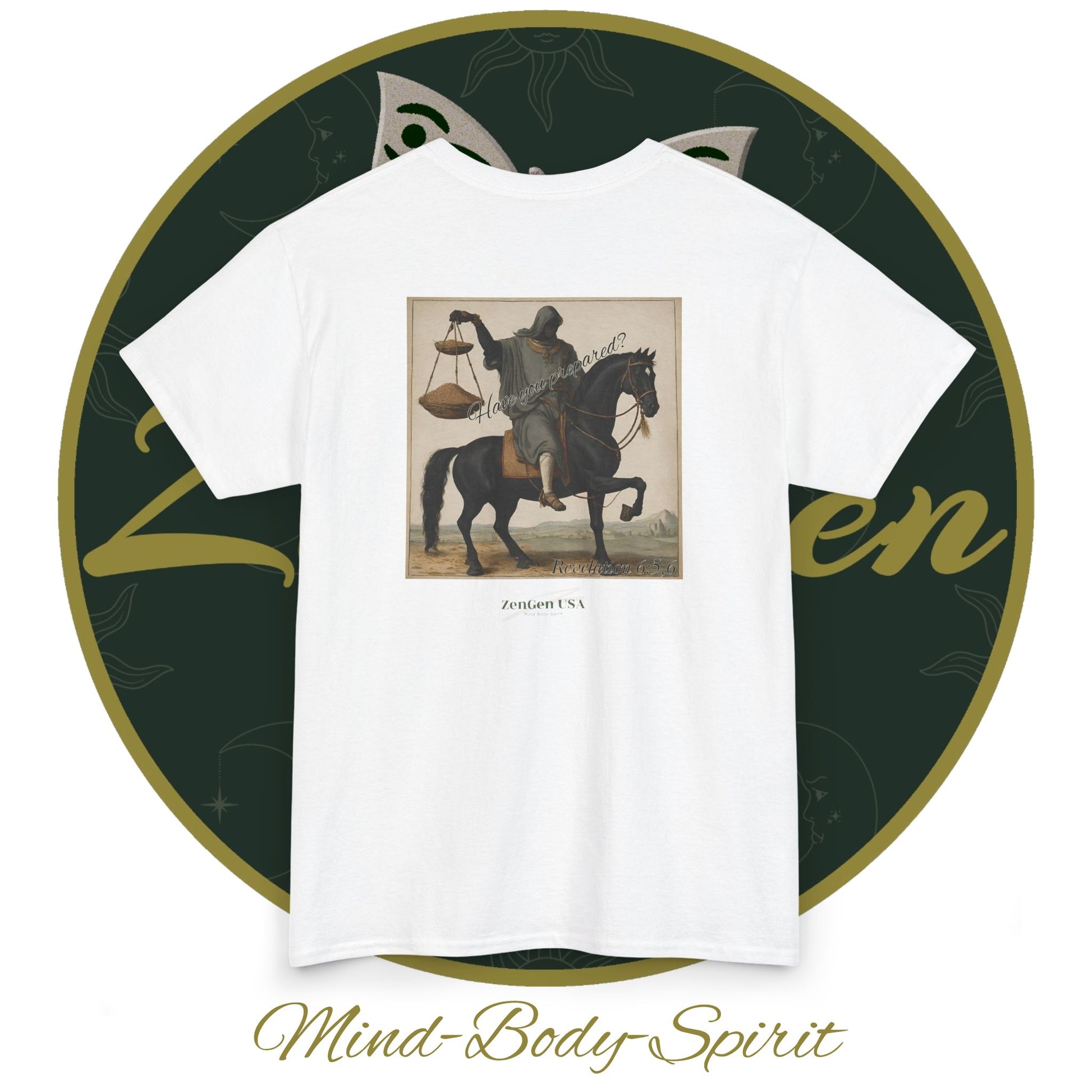 Apocalypse - 3rd Seal Revelation 6:5,6 - Unisex Heavy Cotton Tee - Revelation Collection - ZenGen USA - ZenGen USA