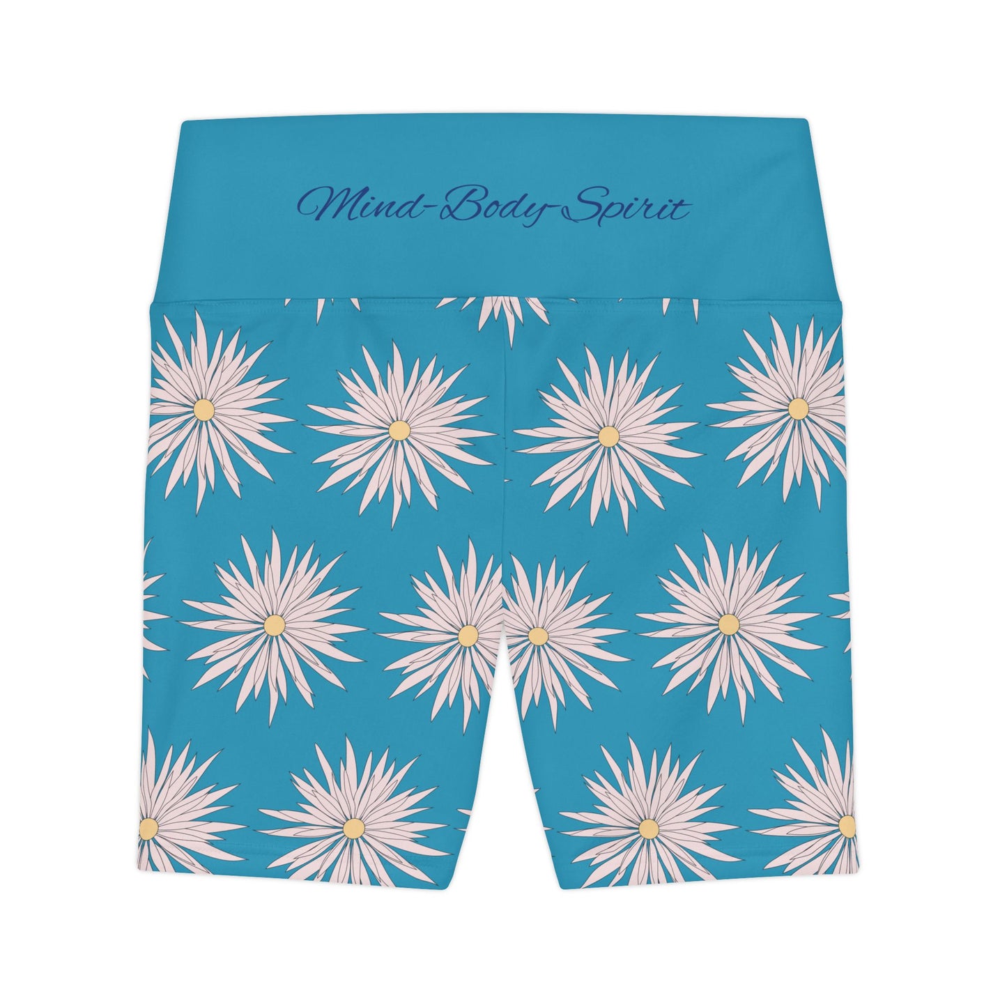 Women's Workout Shorts  - Turquoise - ROCK SOLID Blazing Flower - ZenGen USA - ZenGen USA