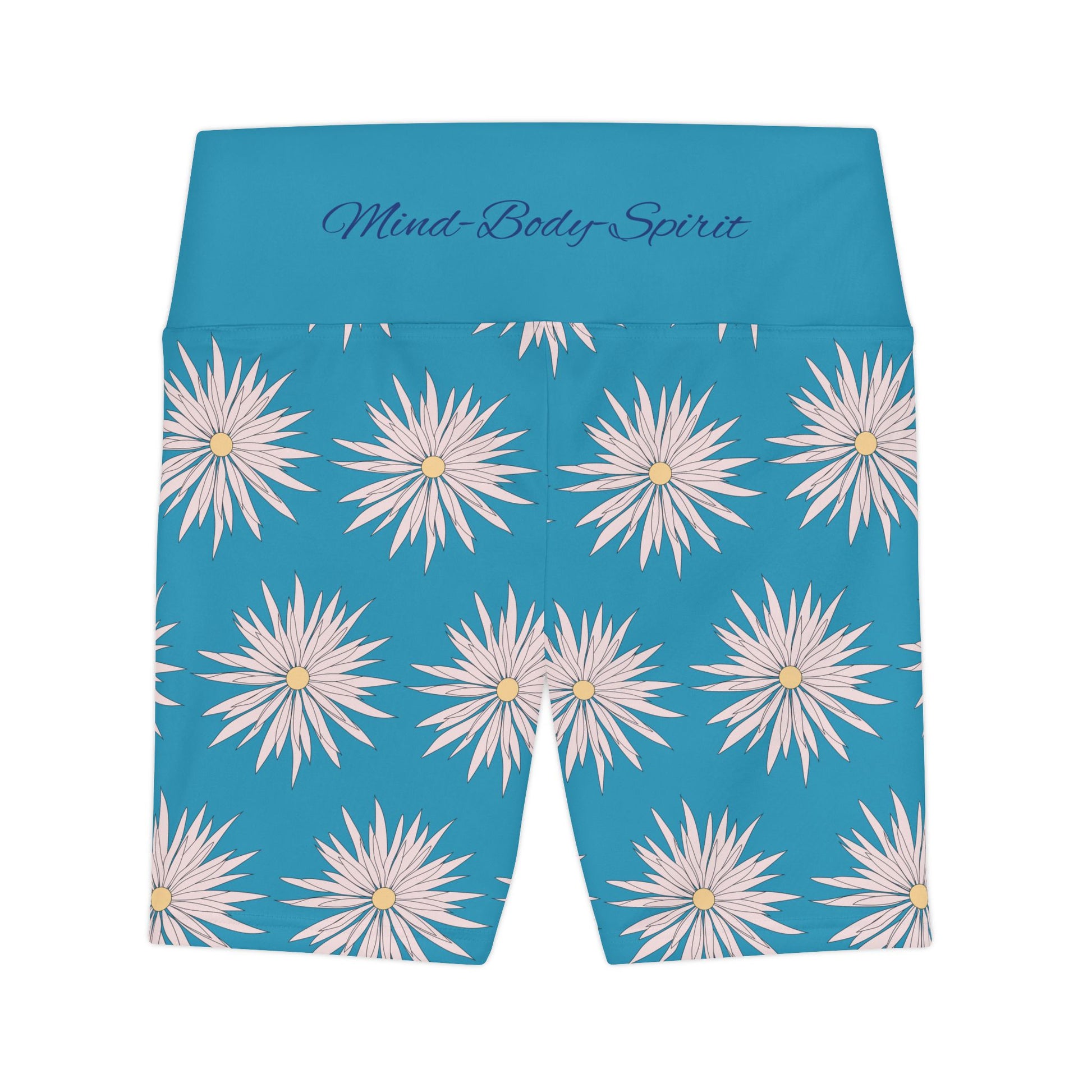 Women's Workout Shorts  - Turquoise - ROCK SOLID Blazing Flower - ZenGen USA - ZenGen USA