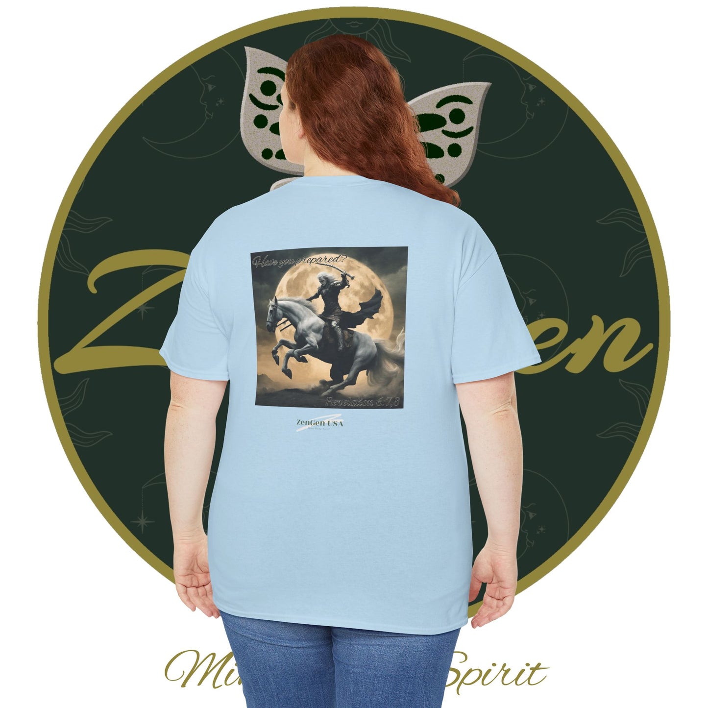 Apocalypse - 4th Seal Revelation 6:7,8 - Unisex Heavy Cotton Tee - Revelation Collection - ZenGen USA - ZenGen USA