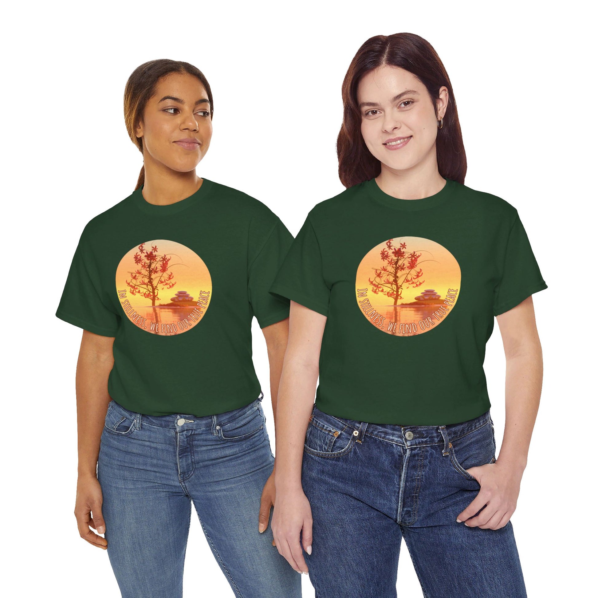 Find True Peace: Unisex Heavy Cotton Zen Bonsai & Cairns Graphic Tee - ZenGen USA