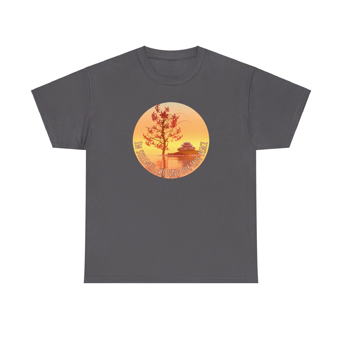 Find True Peace: Unisex Heavy Cotton Zen Bonsai & Cairns Graphic Tee - ZenGen USA