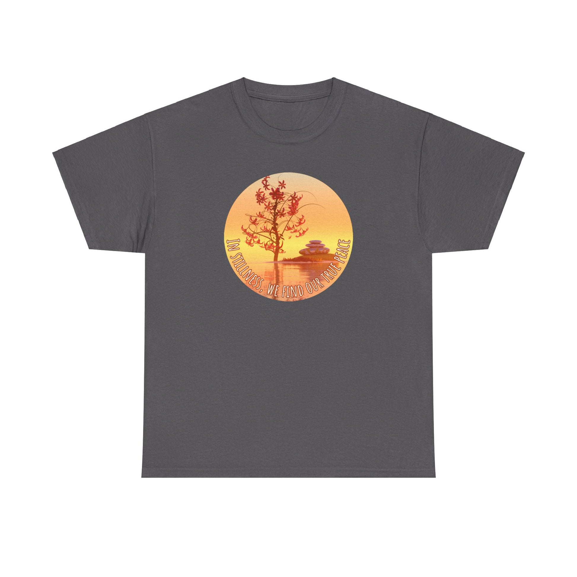 Find True Peace: Unisex Heavy Cotton Zen Bonsai & Cairns Graphic Tee - ZenGen USA