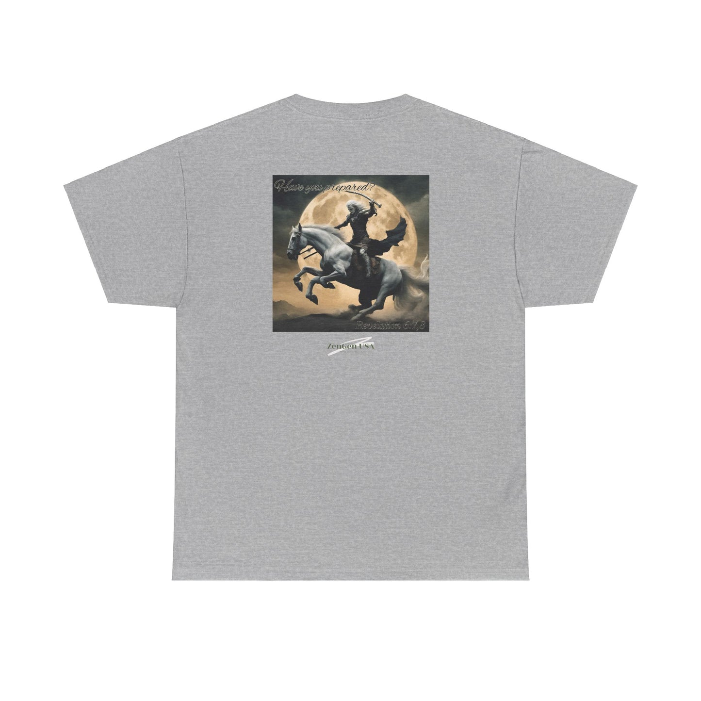 Apocalypse - 4th Seal Revelation 6:7,8 - Unisex Heavy Cotton Tee - Revelation Collection - ZenGen USA - ZenGen USA