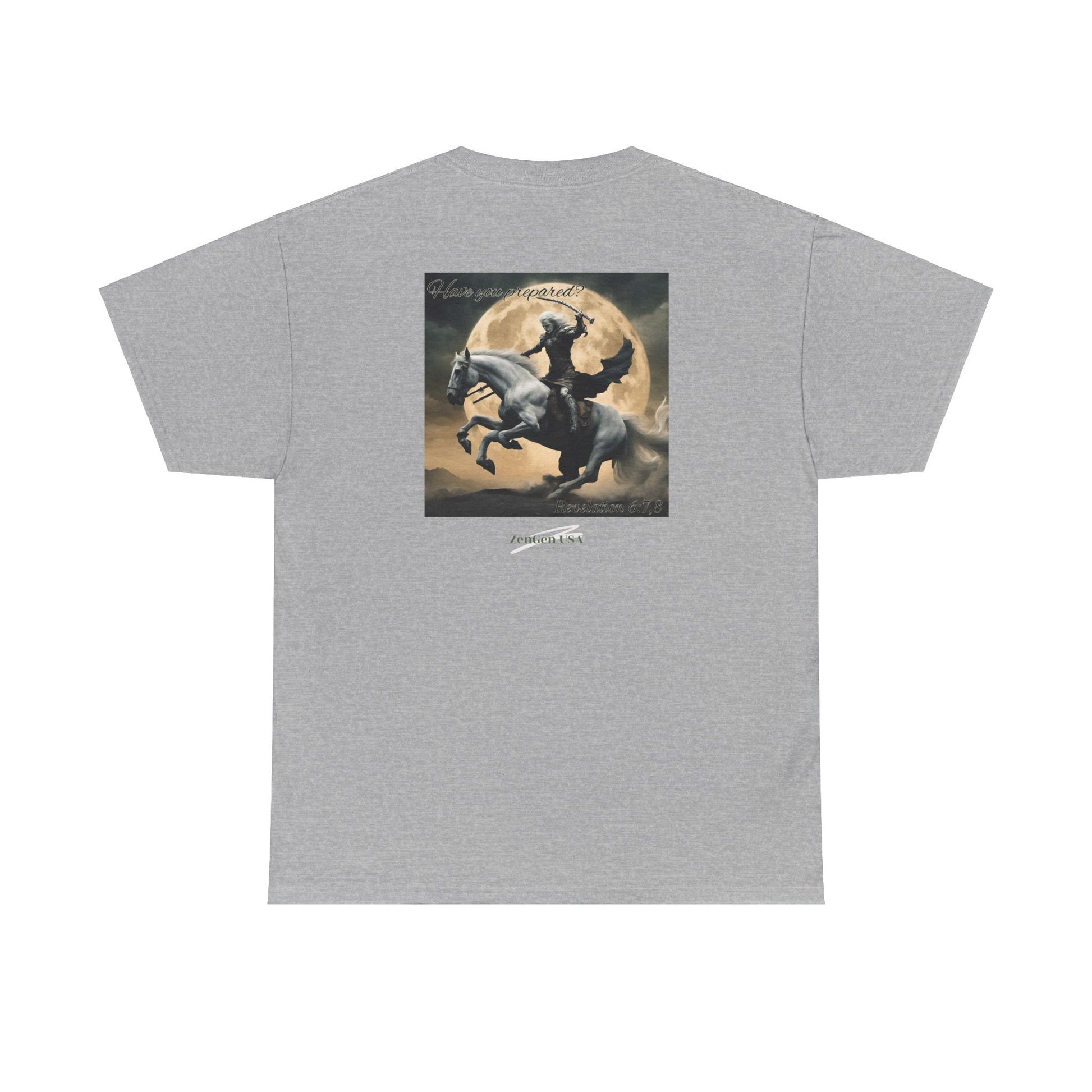 Apocalypse - 4th Seal Revelation 6:7,8 - Unisex Heavy Cotton Tee - Revelation Collection - ZenGen USA - ZenGen USA