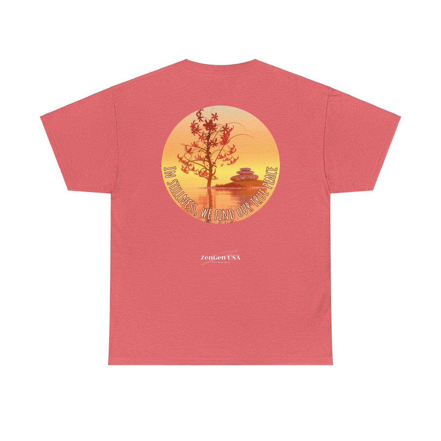 Find True Peace: Unisex Heavy Cotton Zen Bonsai & Cairns Graphic Tee - ZenGen USA