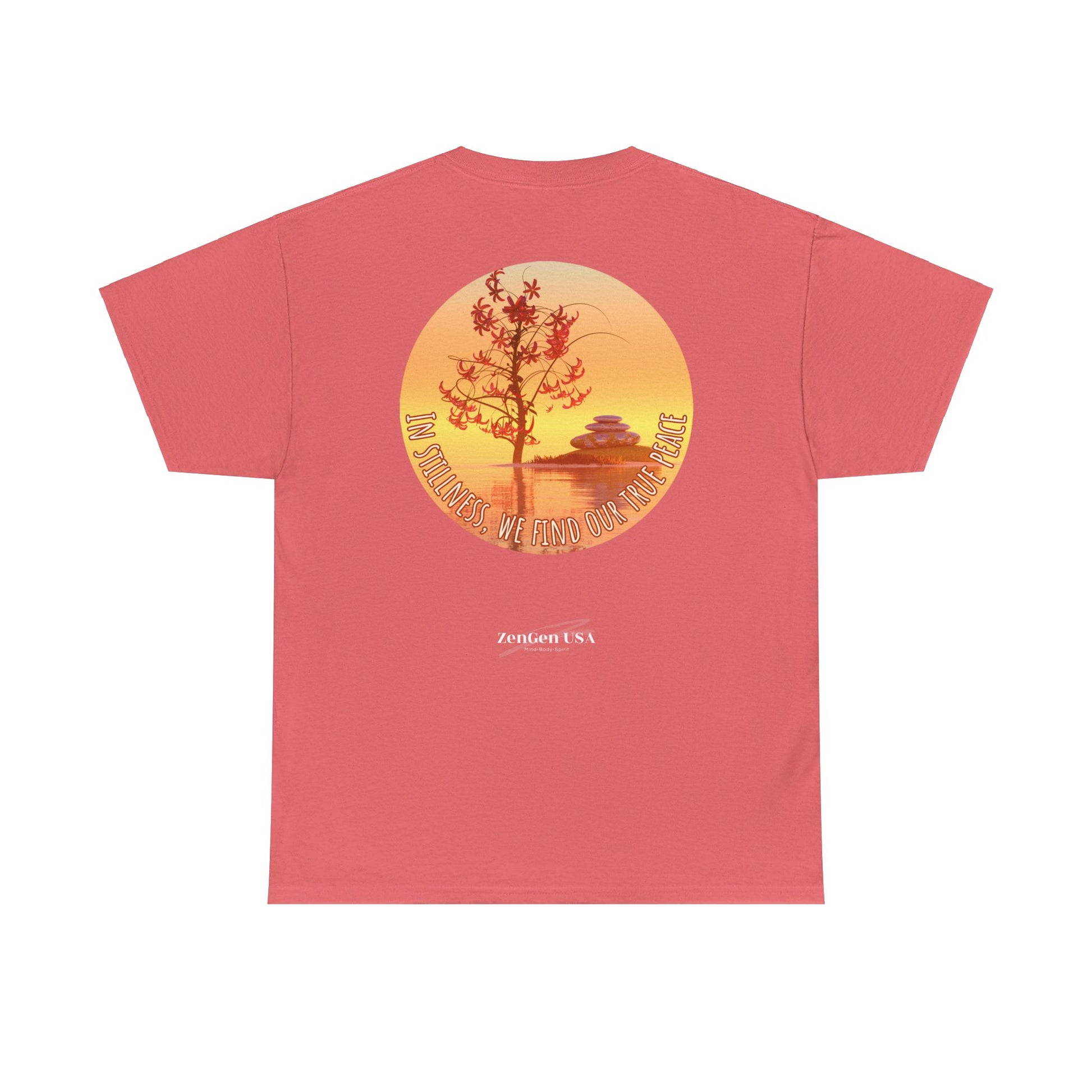 Find True Peace: Unisex Heavy Cotton Zen Bonsai & Cairns Graphic Tee - ZenGen USA