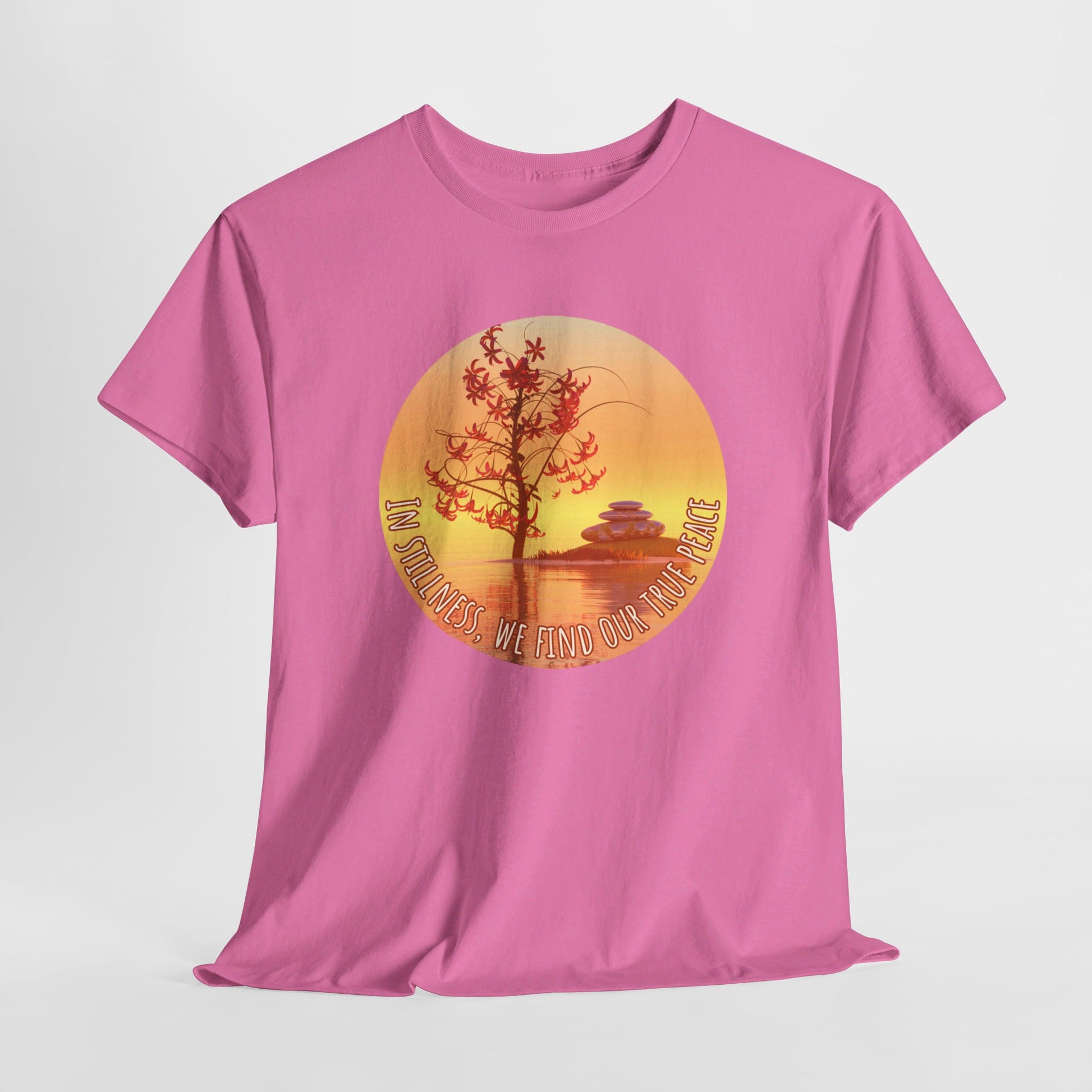 Find True Peace: Unisex Heavy Cotton Zen Bonsai & Cairns Graphic Tee - ZenGen USA