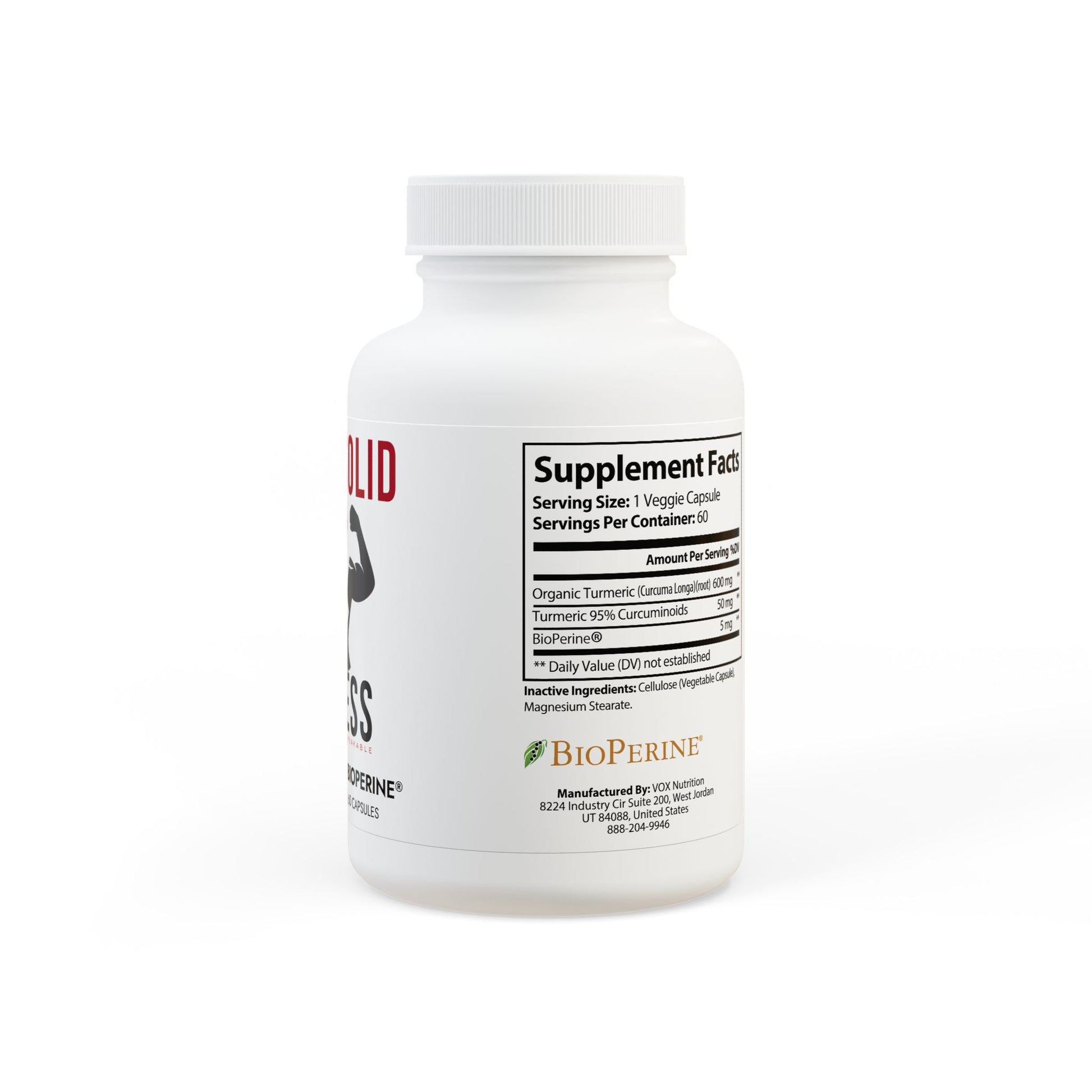 RockSolid Fitness Turmeric with BioPerine® (Black Pepper Fruit Extract) Supplement (60 Capsules) - ZenGen USA