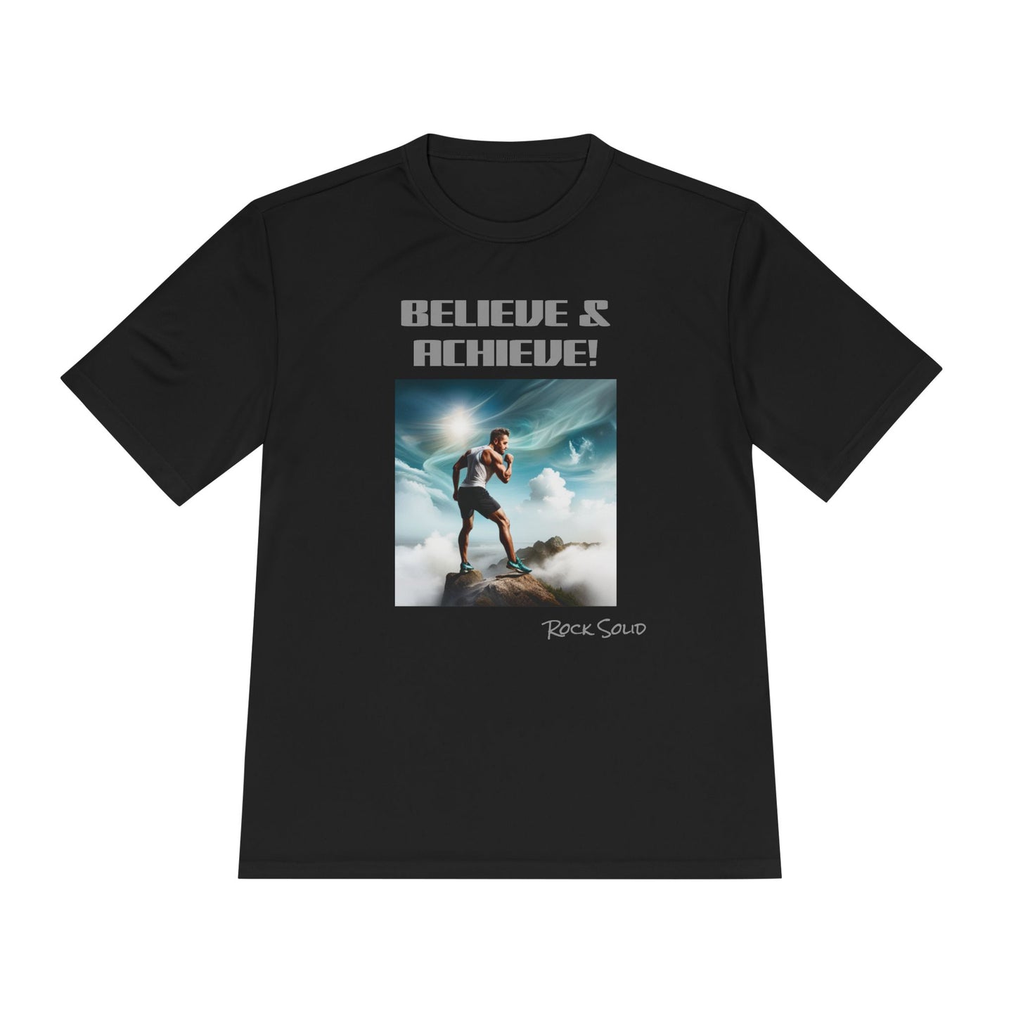 Unisex Moisture Wicking Tee - ROCK SOLID, Believe & Achieve! - ZenGen USA - ZenGen USA