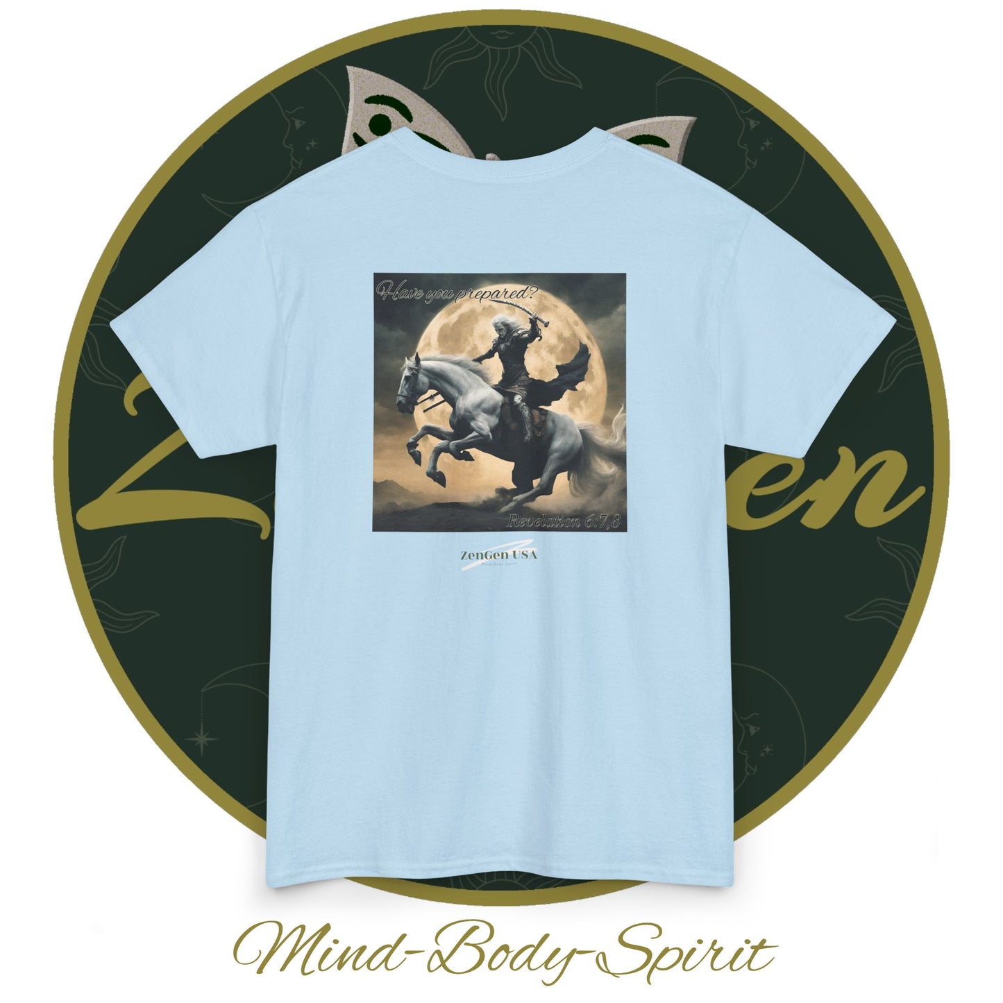 Apocalypse - 4th Seal Revelation 6:7,8 - Unisex Heavy Cotton Tee - Revelation Collection - ZenGen USA - ZenGen USA