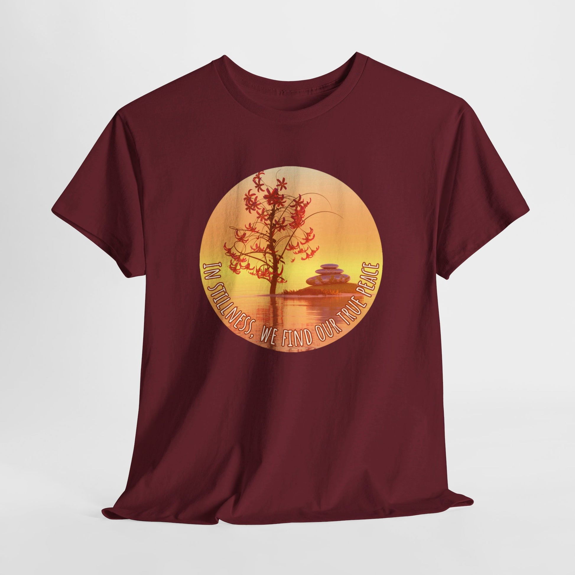 Find True Peace: Unisex Heavy Cotton Zen Bonsai & Cairns Graphic Tee - ZenGen USA