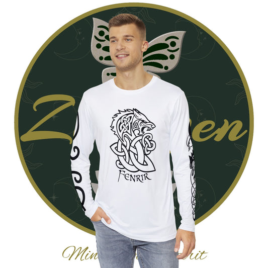 Celtic Fenrir Tribal Tattoo - White Men's Long Sleeve Shirt - ZenGen USA - ZenGen USA