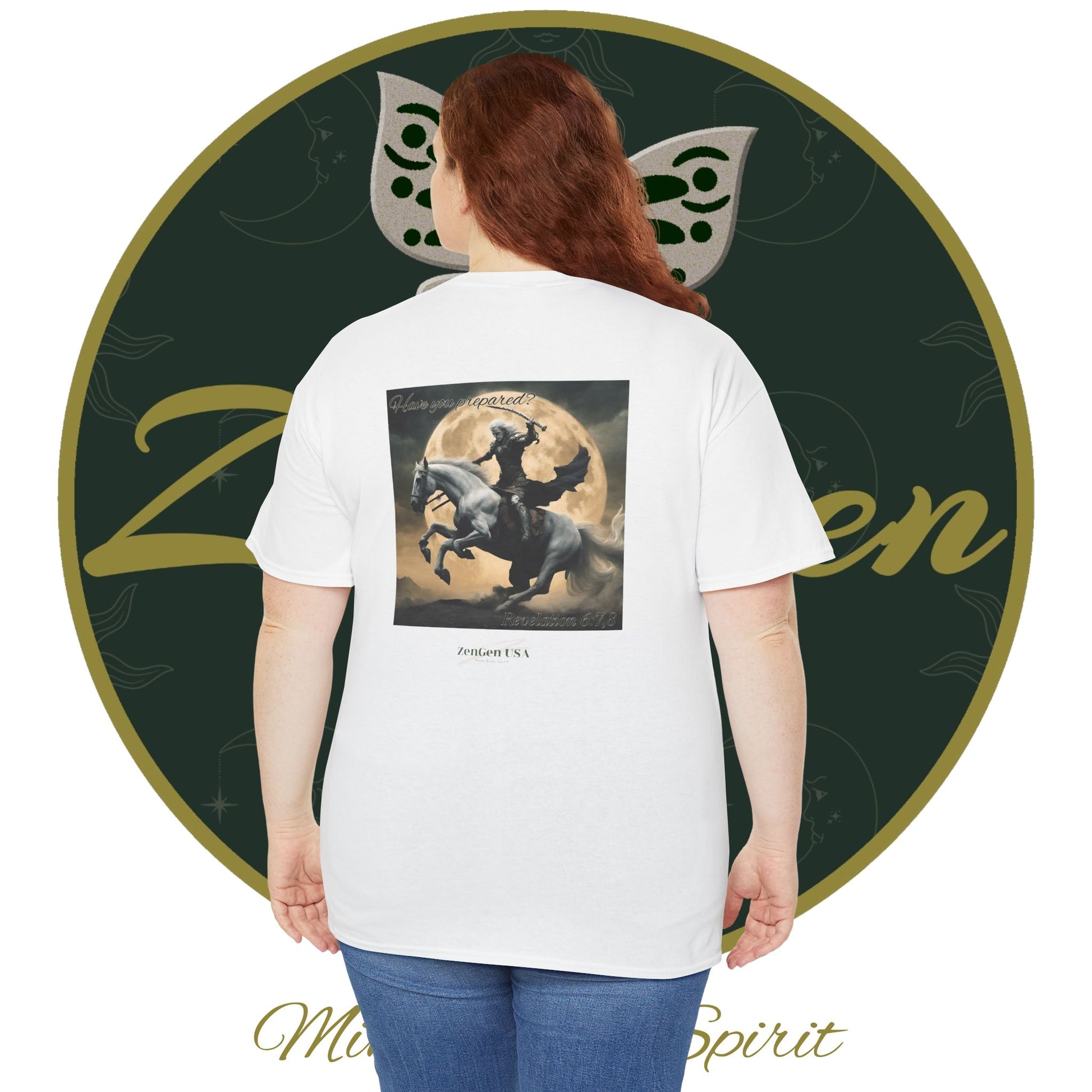 Apocalypse - 4th Seal Revelation 6:7,8 - Unisex Heavy Cotton Tee - Revelation Collection - ZenGen USA - ZenGen USA