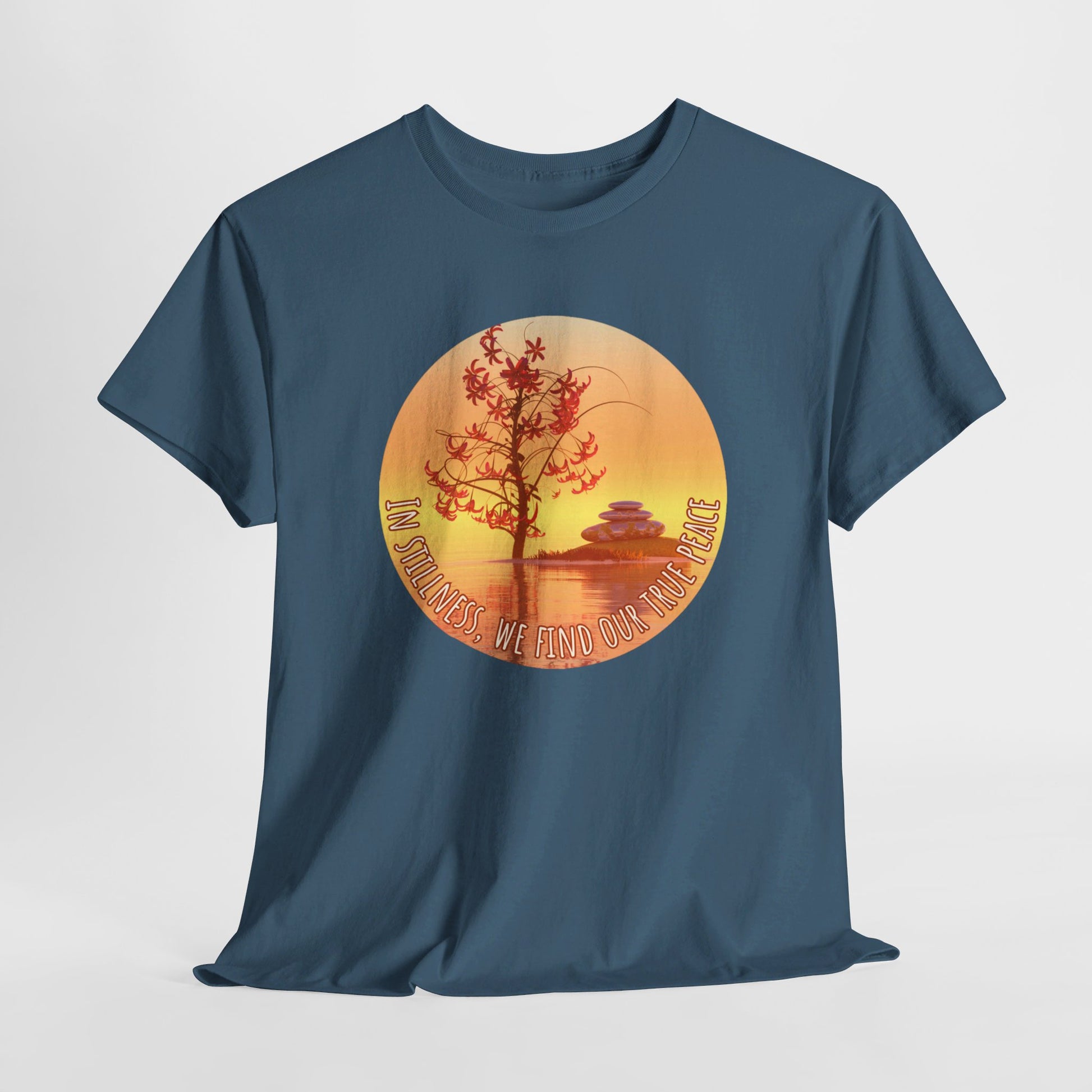 Find True Peace: Unisex Heavy Cotton Zen Bonsai & Cairns Graphic Tee - ZenGen USA