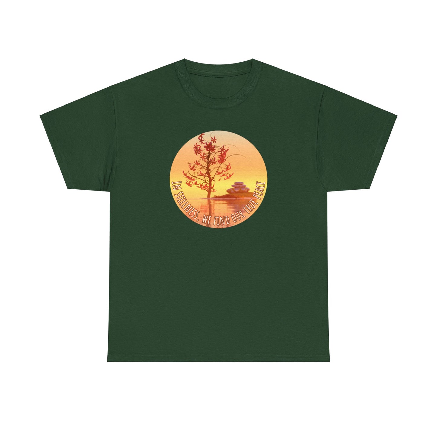Find True Peace: Unisex Heavy Cotton Zen Bonsai & Cairns Graphic Tee - ZenGen USA
