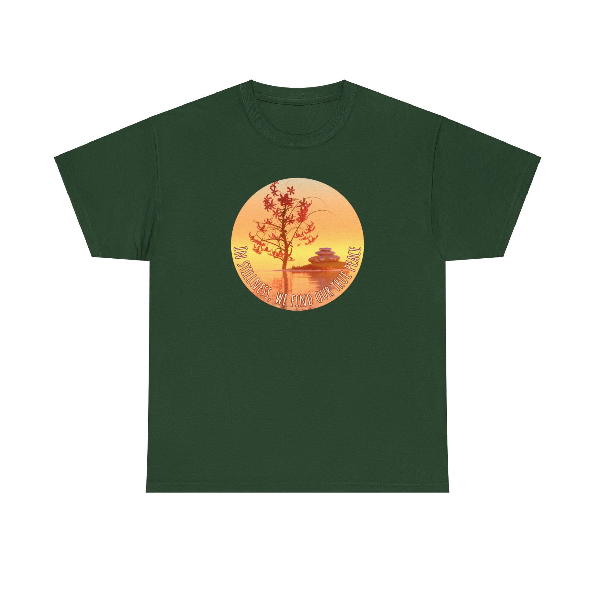 Find True Peace: Unisex Heavy Cotton Zen Bonsai & Cairns Graphic Tee - ZenGen USA