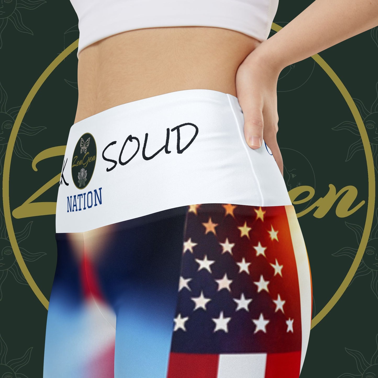 ZenGen Nation ROCK SOLID Women's Workout Shorts (AOP) - Stars & Stripes - ZenGen USA
