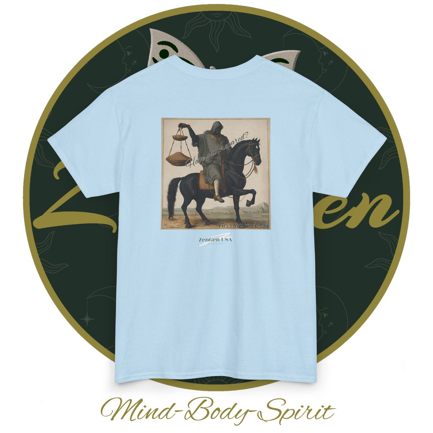 Apocalypse - 3rd Seal Revelation 6:5,6 - Unisex Heavy Cotton Tee - Revelation Collection - ZenGen USA - ZenGen USA