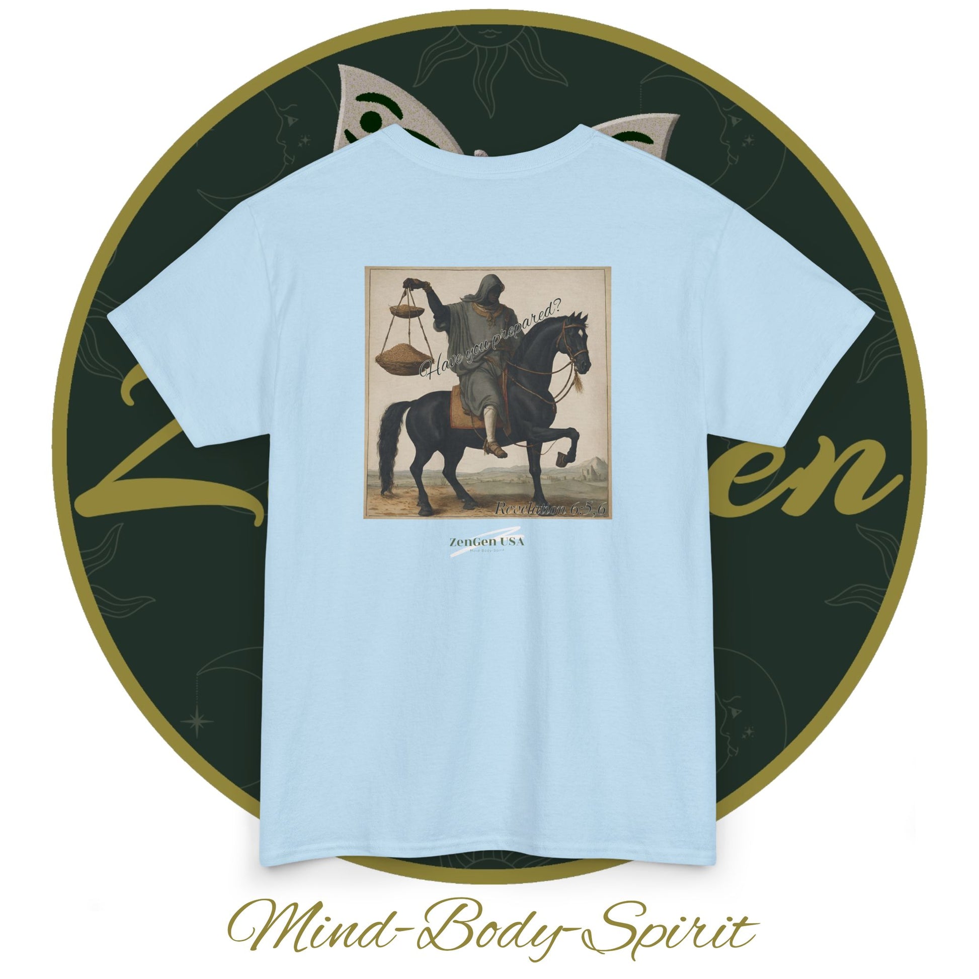 Apocalypse - 3rd Seal Revelation 6:5,6 - Unisex Heavy Cotton Tee - Revelation Collection - ZenGen USA - ZenGen USA