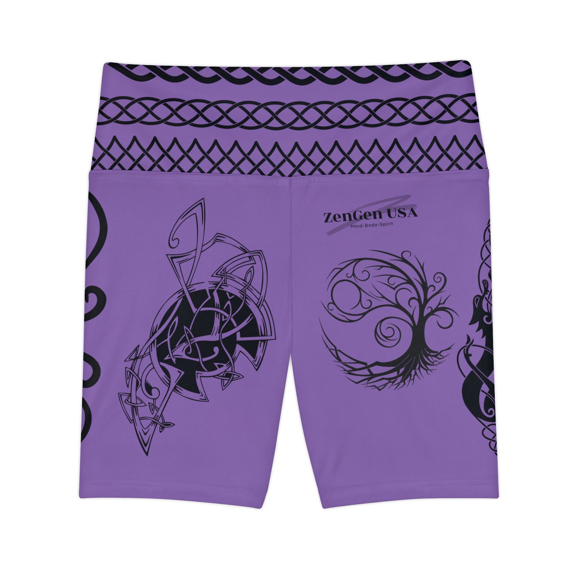 Celtic Tribal Tattoo - Purple Women's Workout Shorts - ZenGen USA ROCK SOLID - ZenGen USA